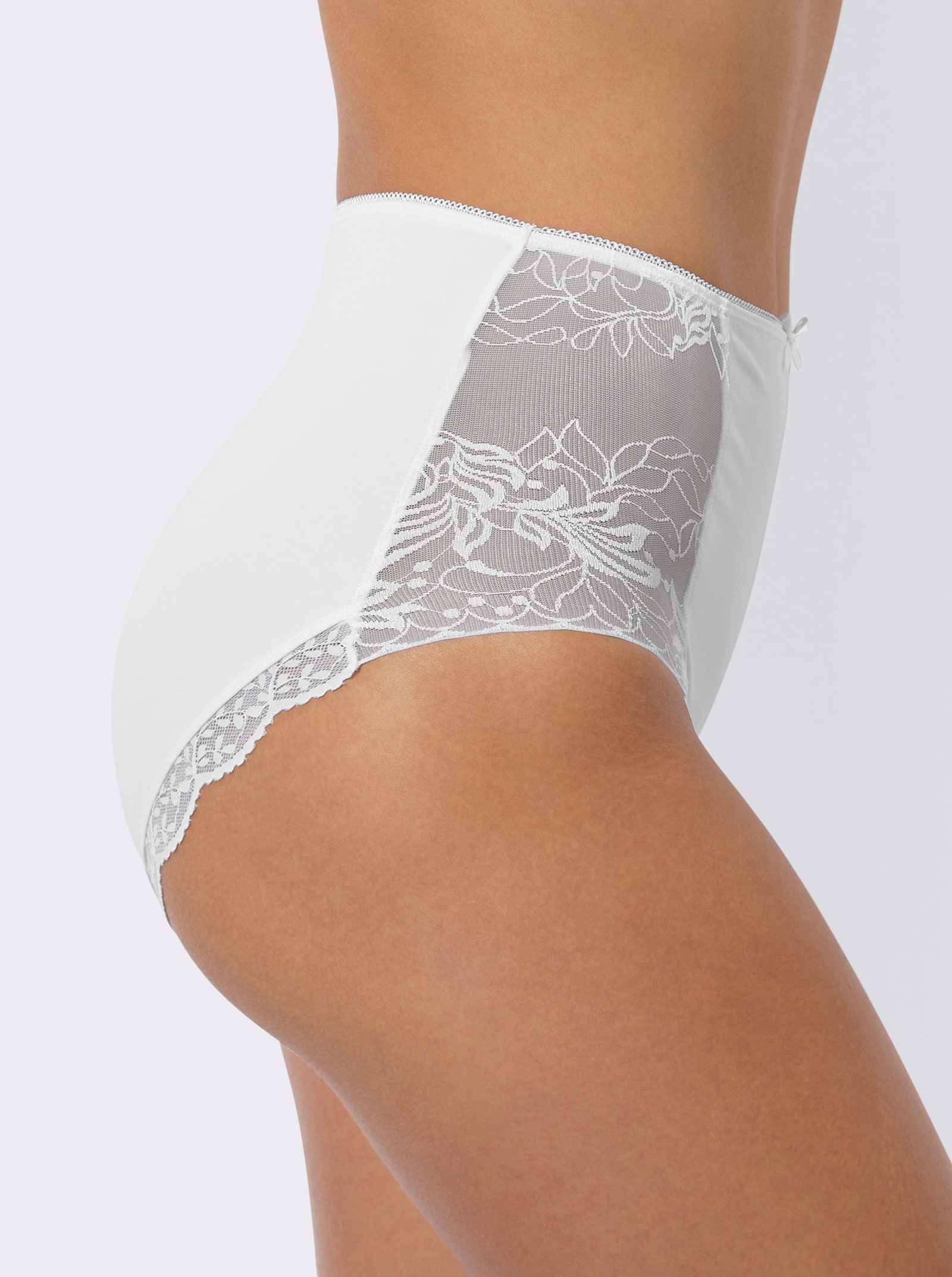 wäschepur Taillenslip mit seitlicher Spitze - 2x weiß
