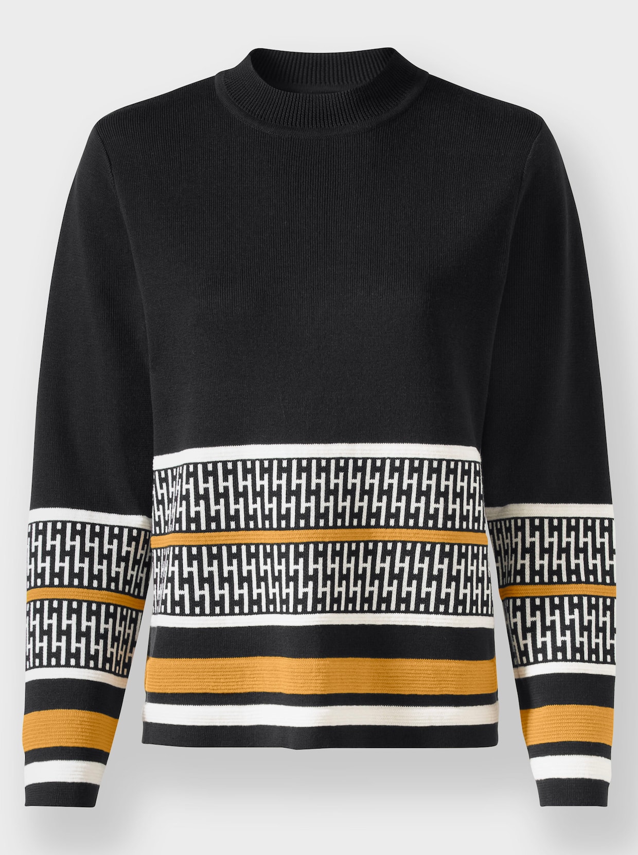 heine Pullover van jacquard - zwart/oker geprint