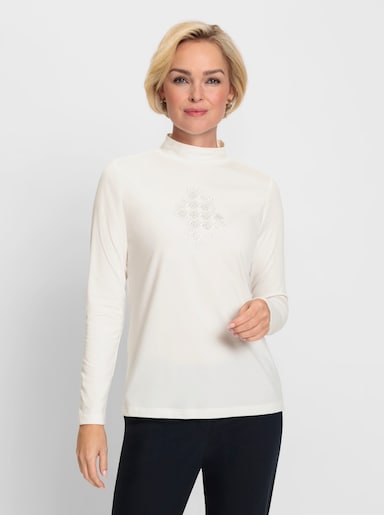 Shirt mit Glitzersteinchen - ecru