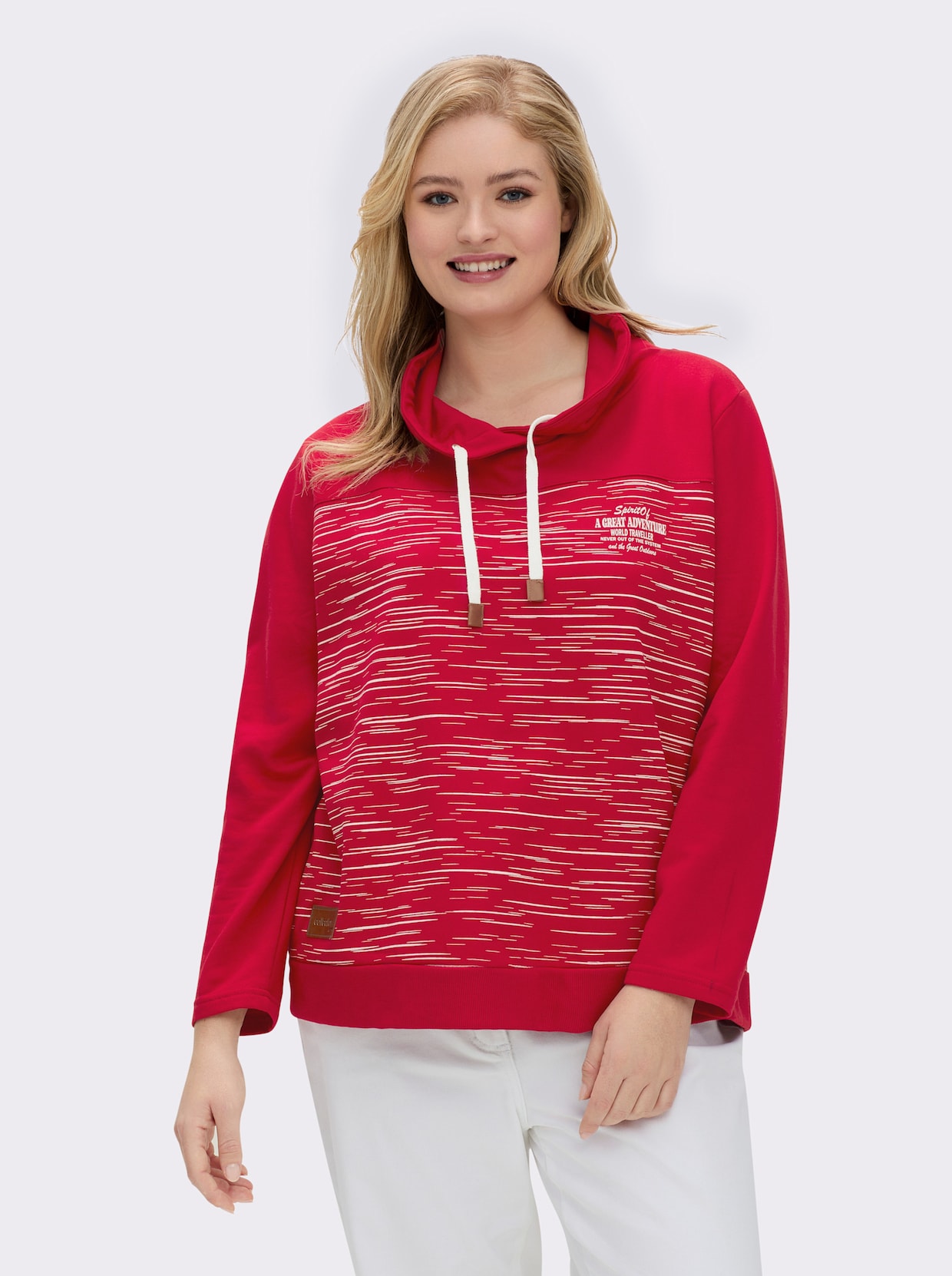 Sweatshirt aus innen angerautem Baumwoll-Mix - rot-bedruckt