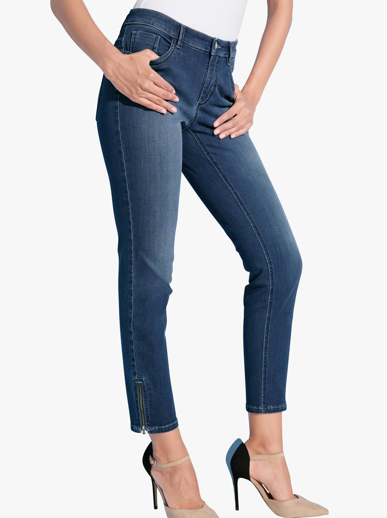 Ascari Strečové džíny - modrá-černá