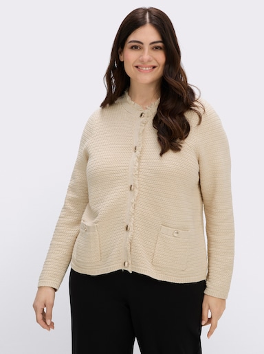 sheego Cardigan mit goldfarbenen Knöpfen - elfenbein