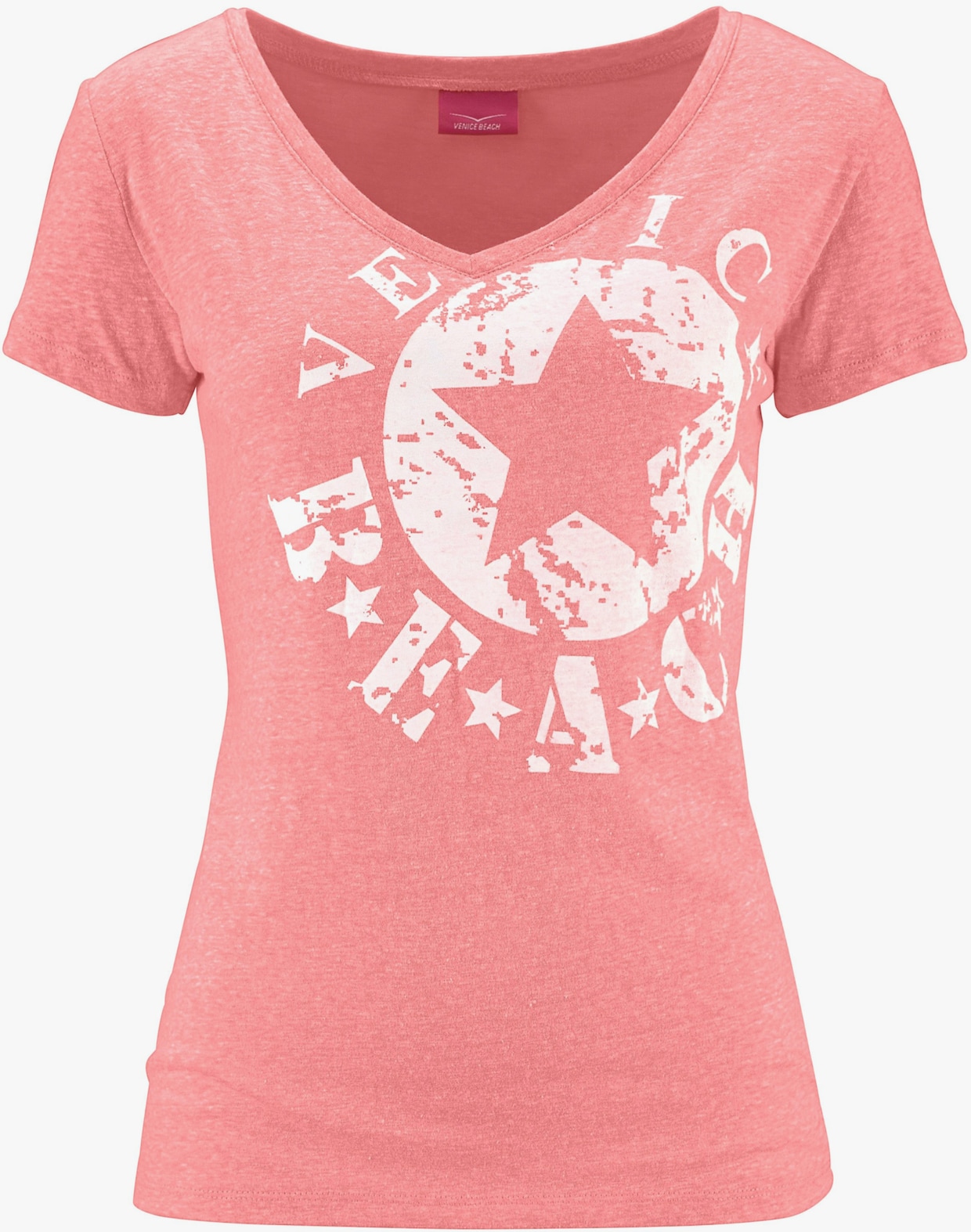 Venice Beach Strandshirt - neonkoraal gemêleerd