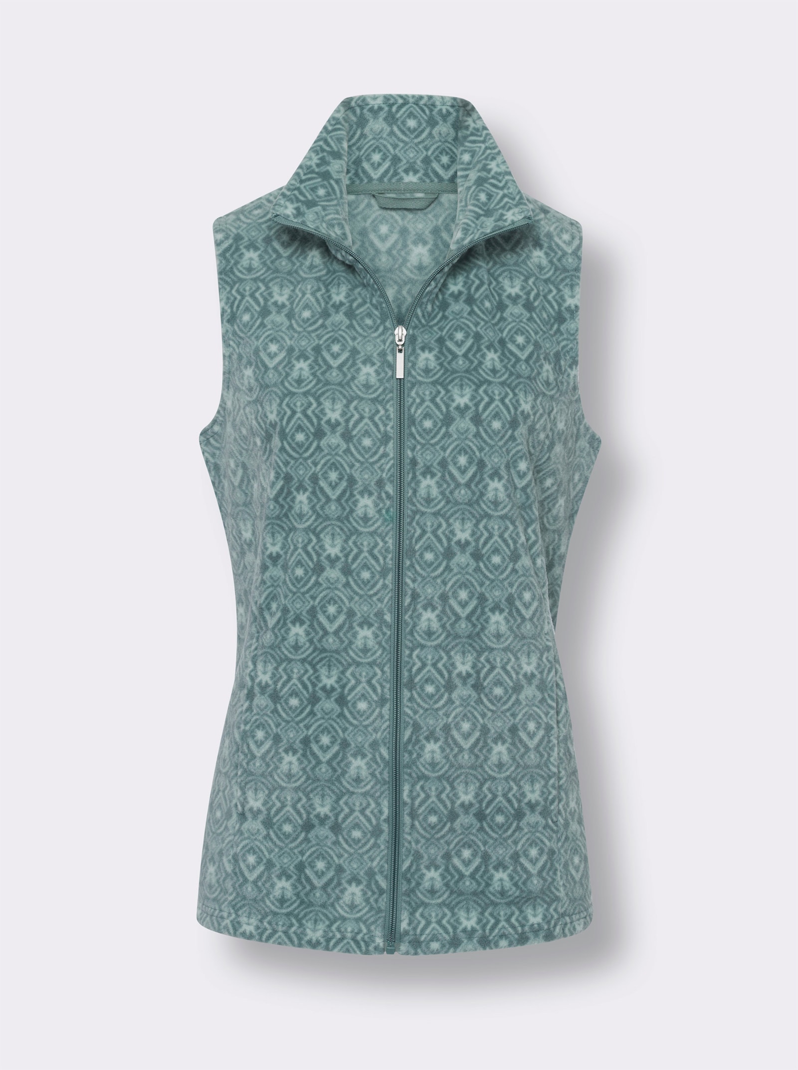Fleeceweste mit Druck-Muster - jade-kalkmint-bedruckt
