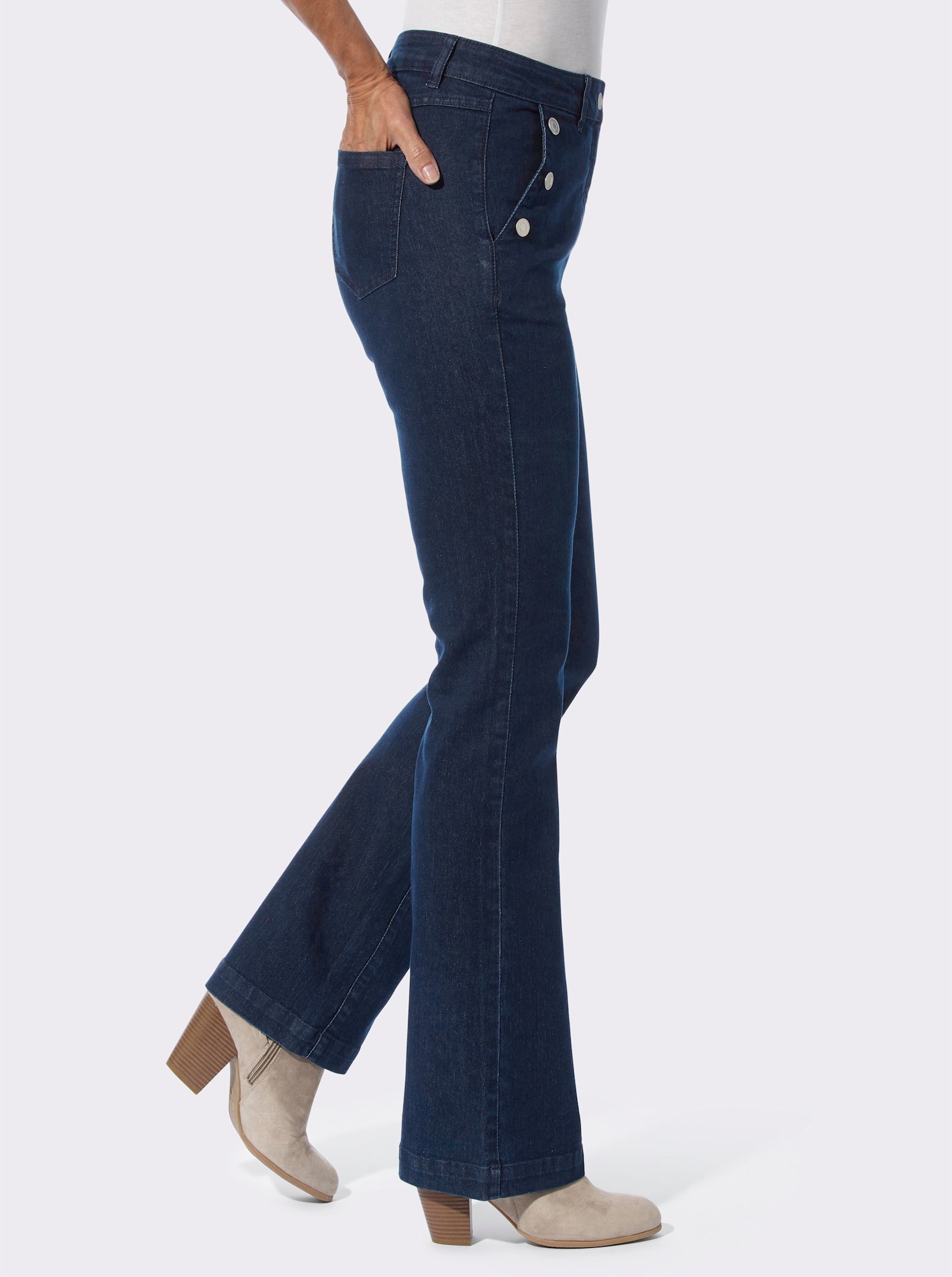 Bootcut jeans met sierknopen - dark-blue