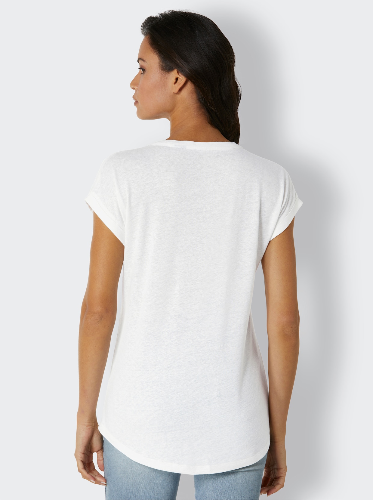 CREATION L PREMIUM T-shirt en lin et viscose - blanc