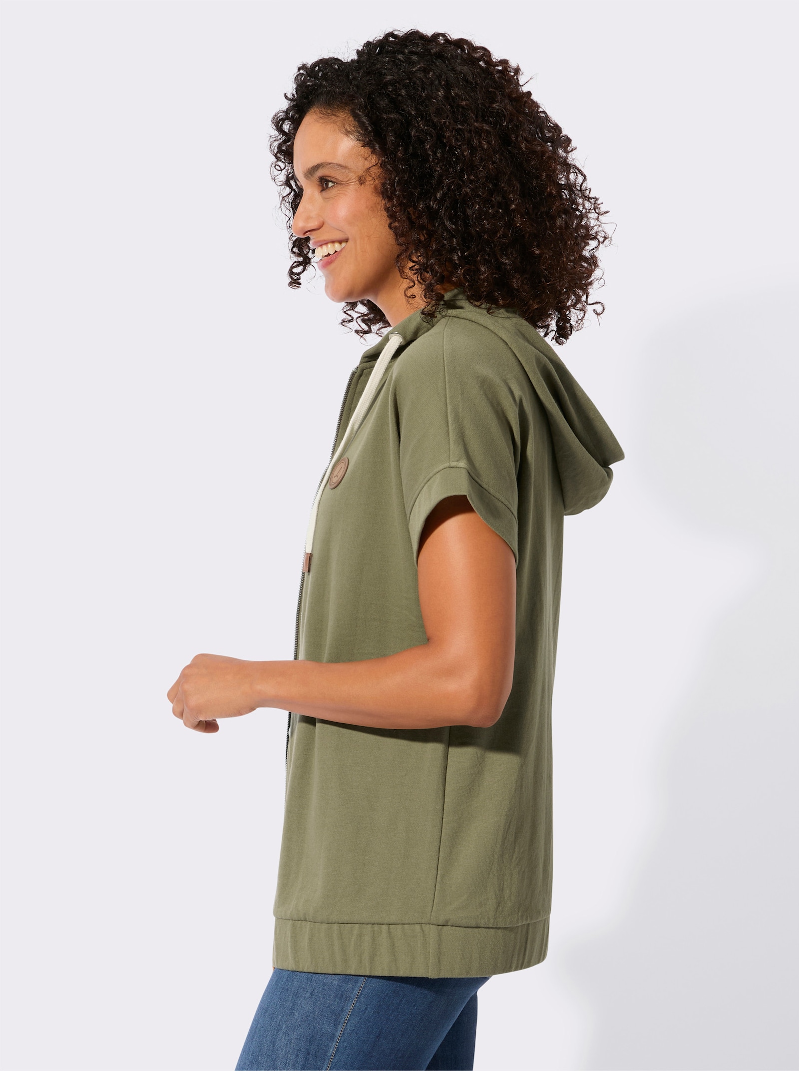 Sweatjacke mit Kapuze - khaki