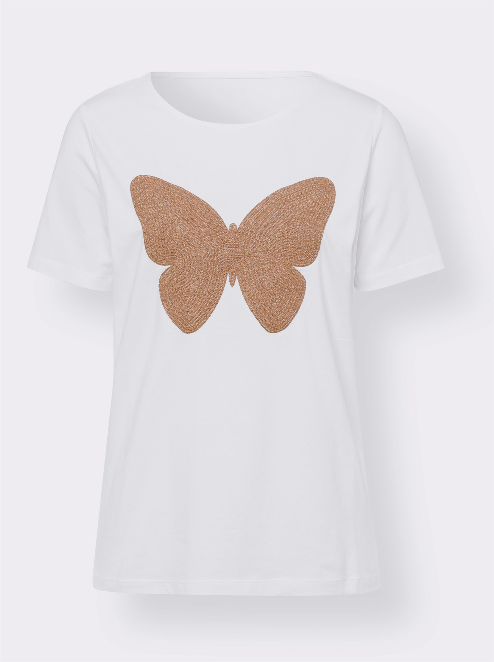 heine Shirt met korte mouwen en vlinderprint - ecru/camel