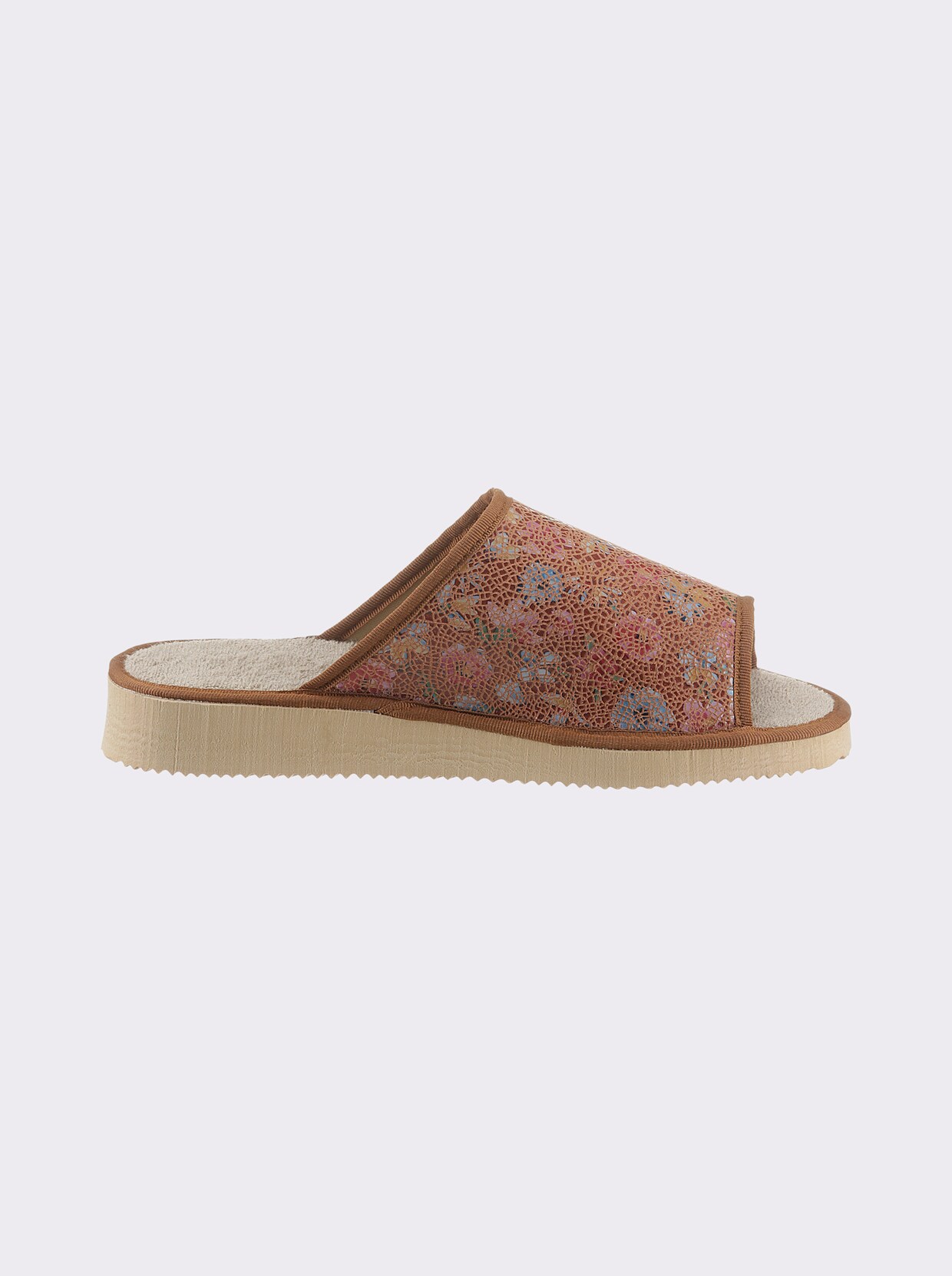 Pantolette - camel-gemustert
