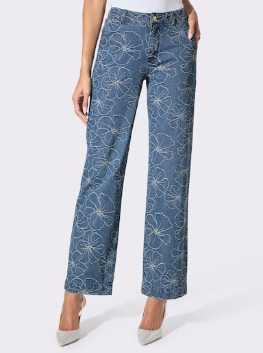 Baumwoll-Jeans im Jacquard-Muster - blue-stone-washed-gemustert