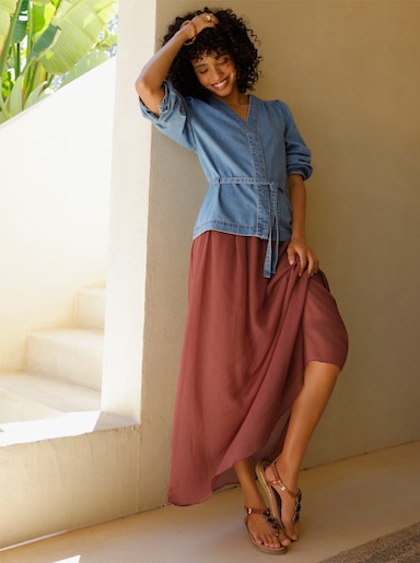 heine Jeansbluse mit Bindegürtel - blue-bleached