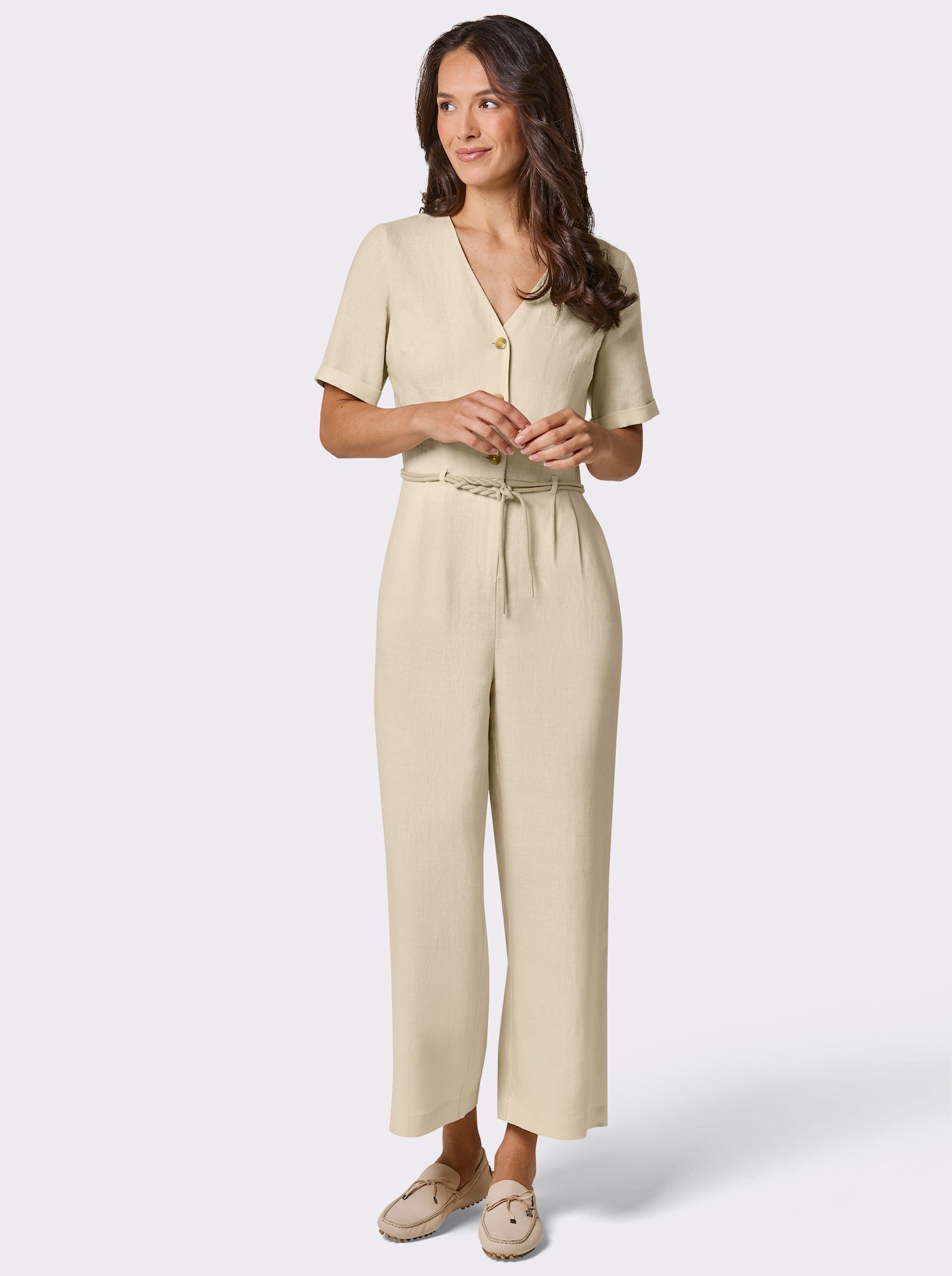 CREATION L PREMIUM Jumpsuit mit weiten Hosenbeinen - sand-meliert