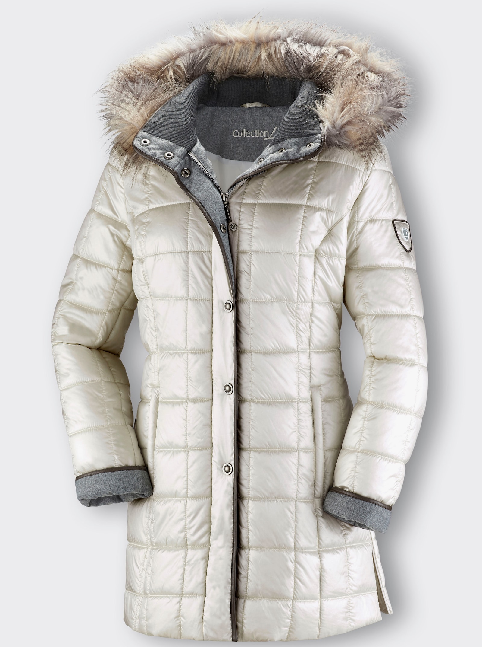 Steppjacke mit Reißverschluss-Seitenschlitzen - ecru