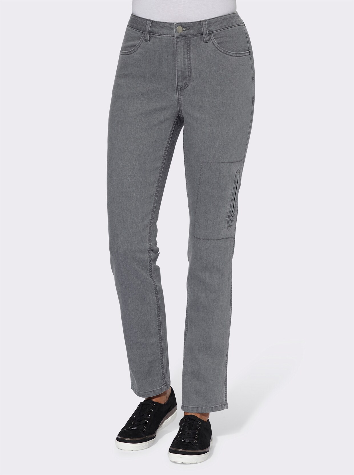 Strečové kalhoty - šedá denim