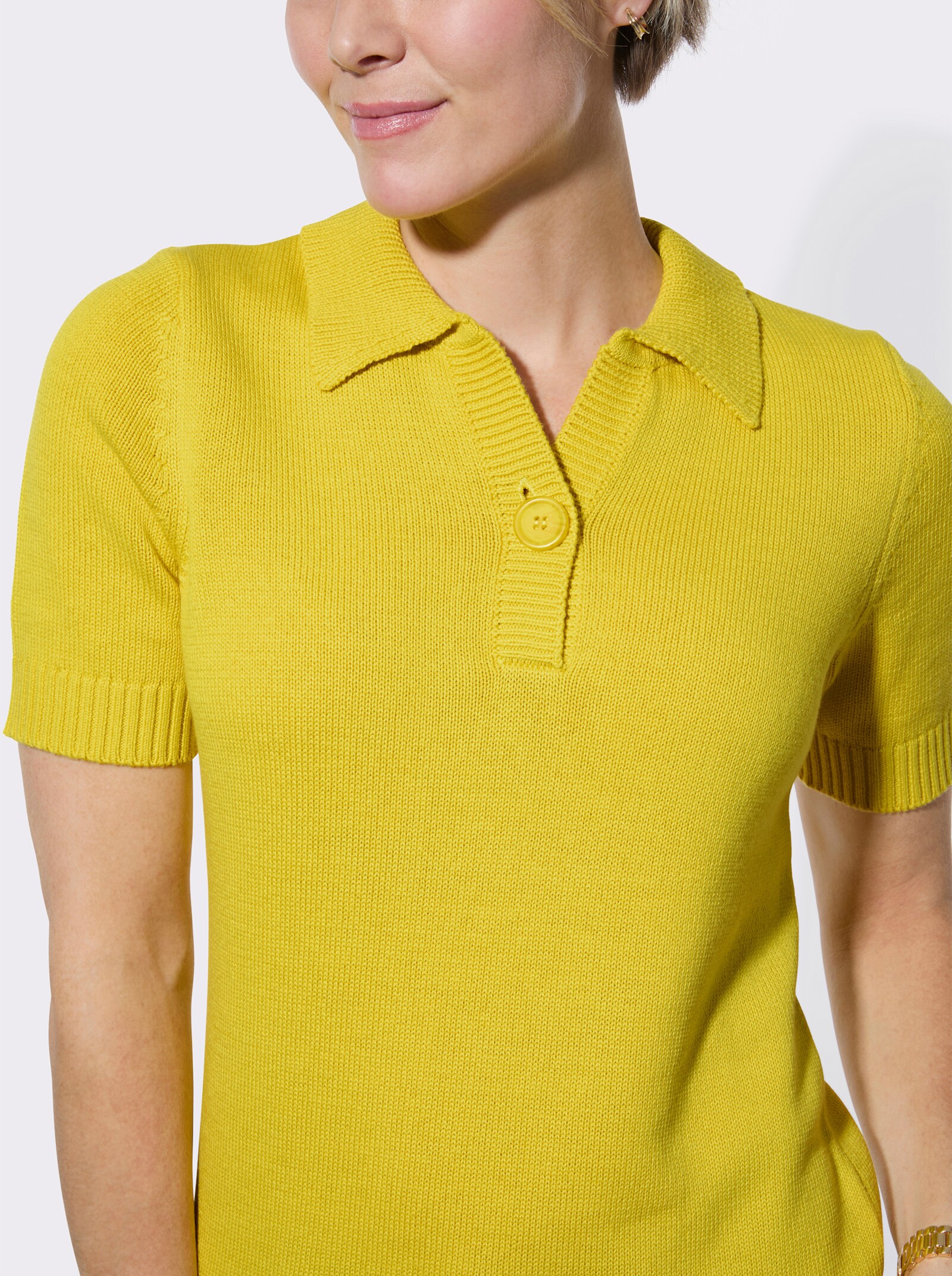 Polopullover mit Rippabschlüssen - limone