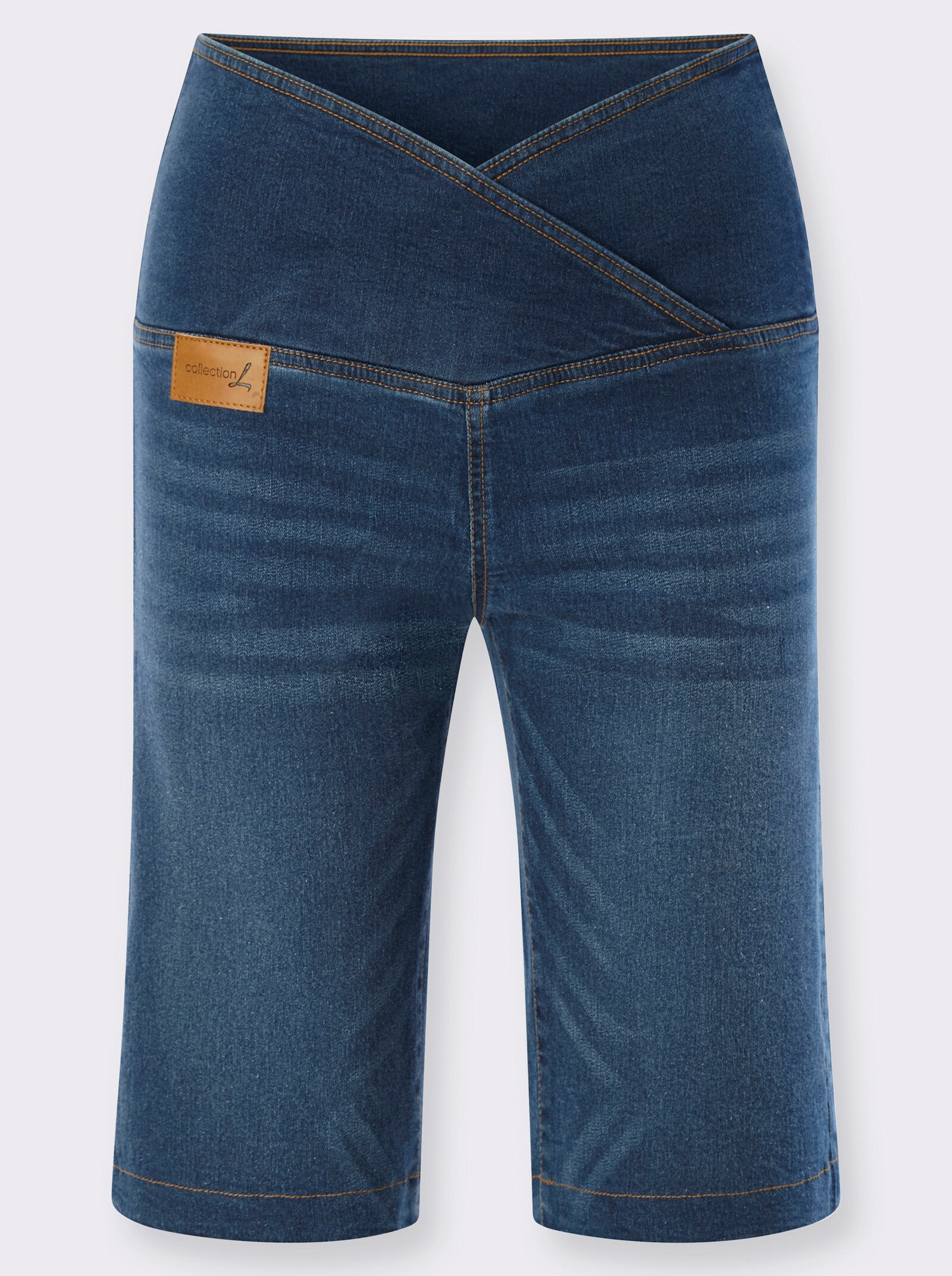 Jeansbermudas mit seitlichem Reißverschluss - blue-stone-washed