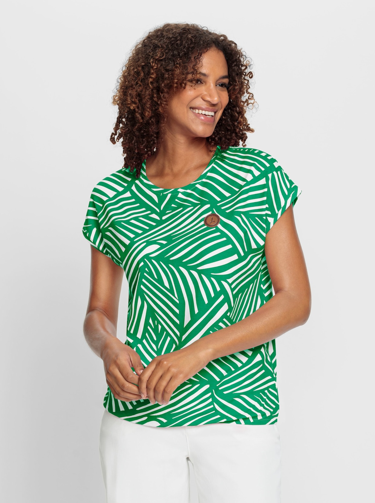 Shirt - grasgroen/wit bedrukt