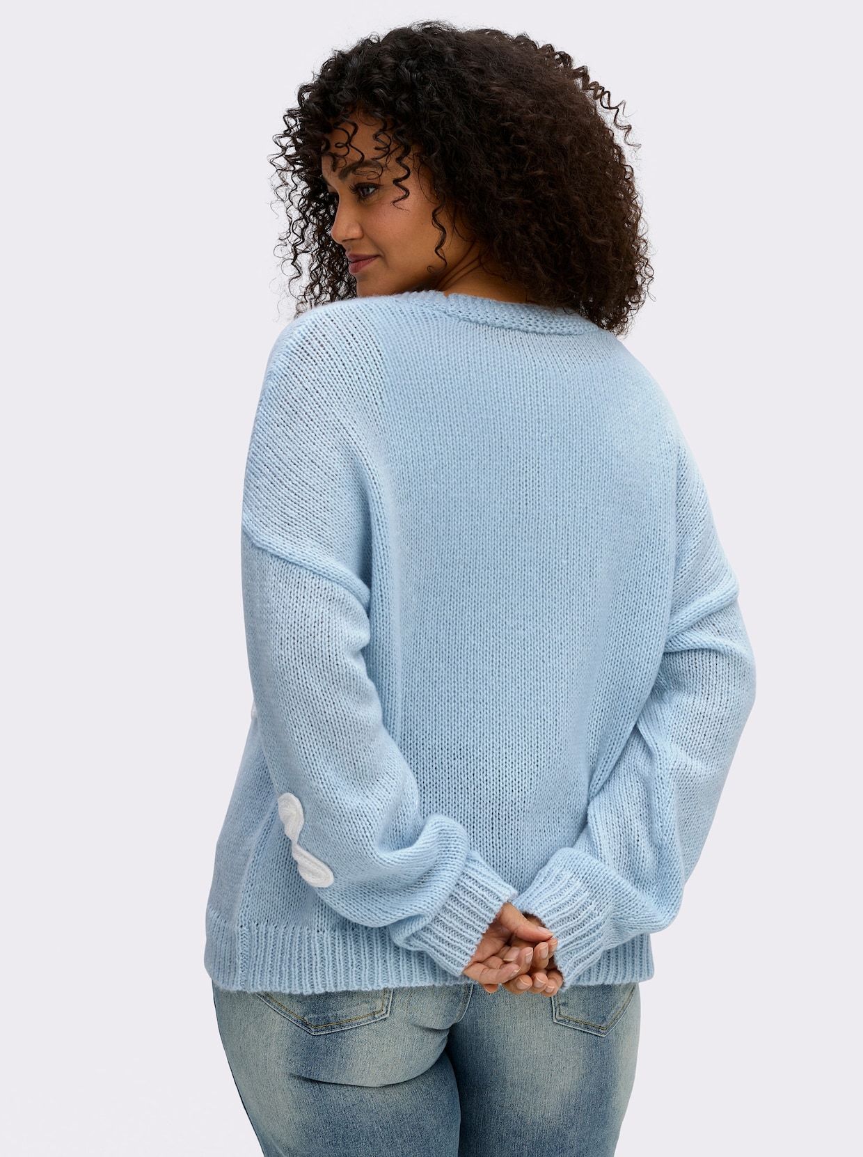 sheego by Joe Browns Strickjacke mit Blütenmuster - hellblau