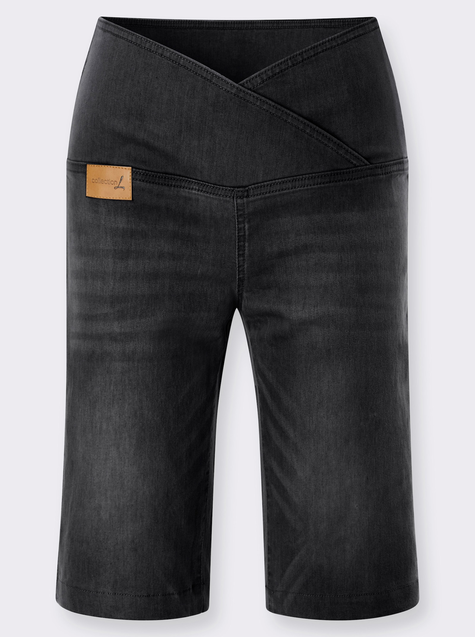 Jeansbermudas mit seitlichem Reißverschluss - black denim