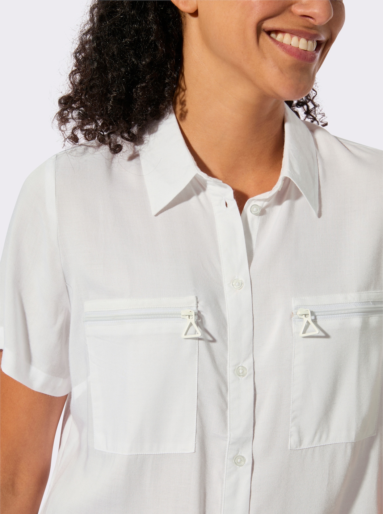 Longbluse mit langen Seitenschlitzen - weiß