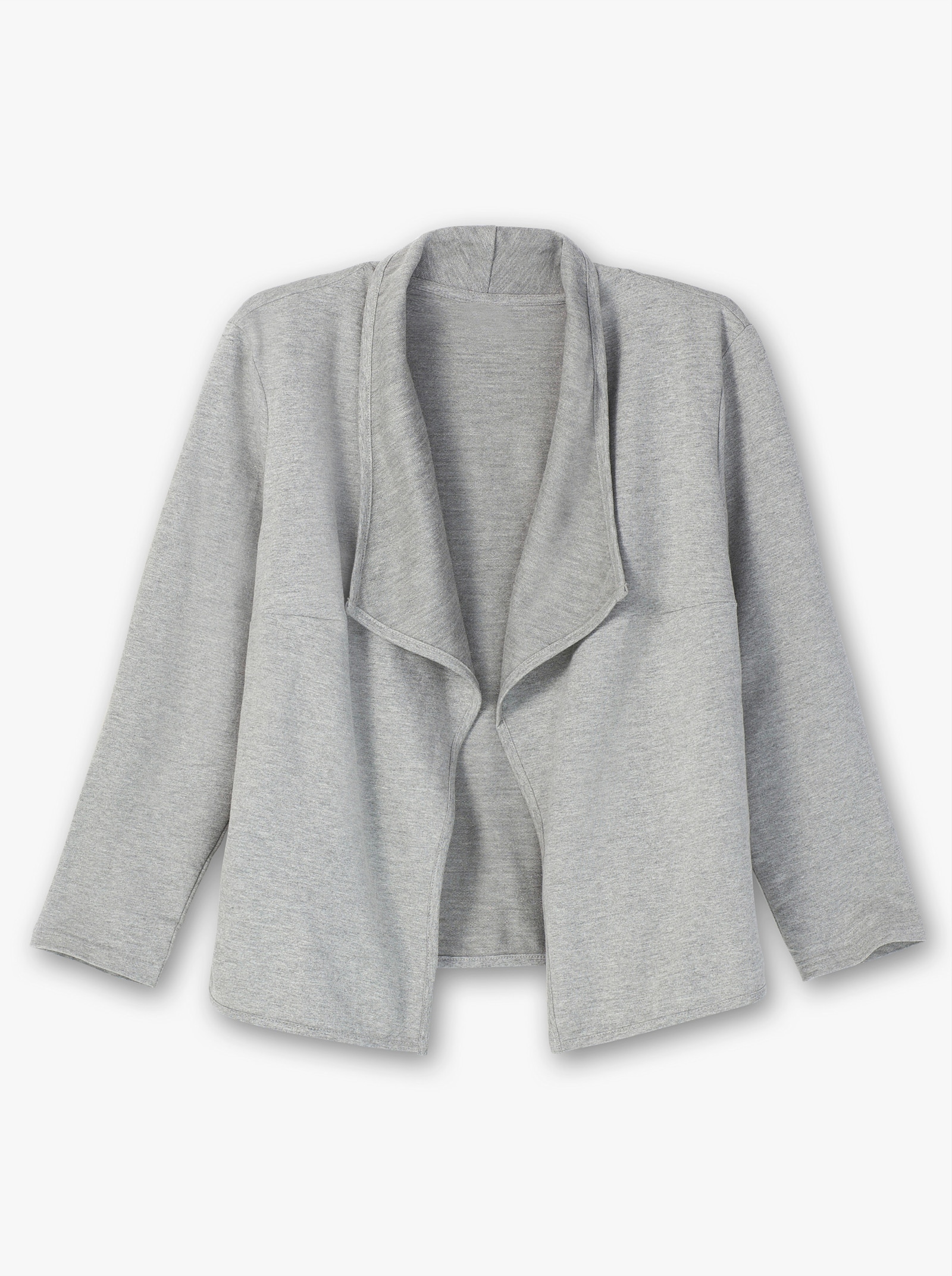 Jerseyblazer mit Umlegekragen, kurz geschnitten - hellgrau-meliert