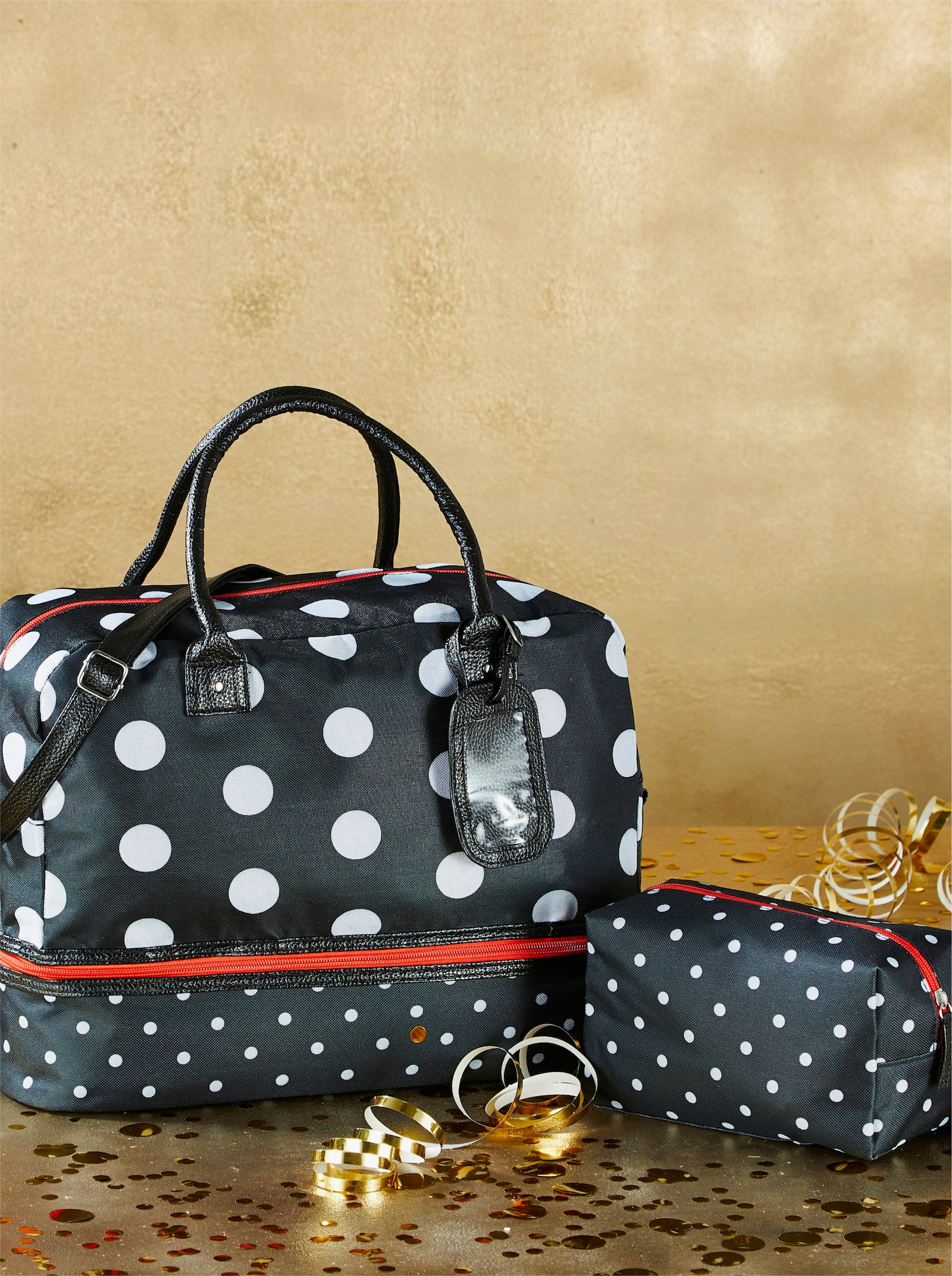 Taschen-Set, 2-tlg. - schwarz-getupft