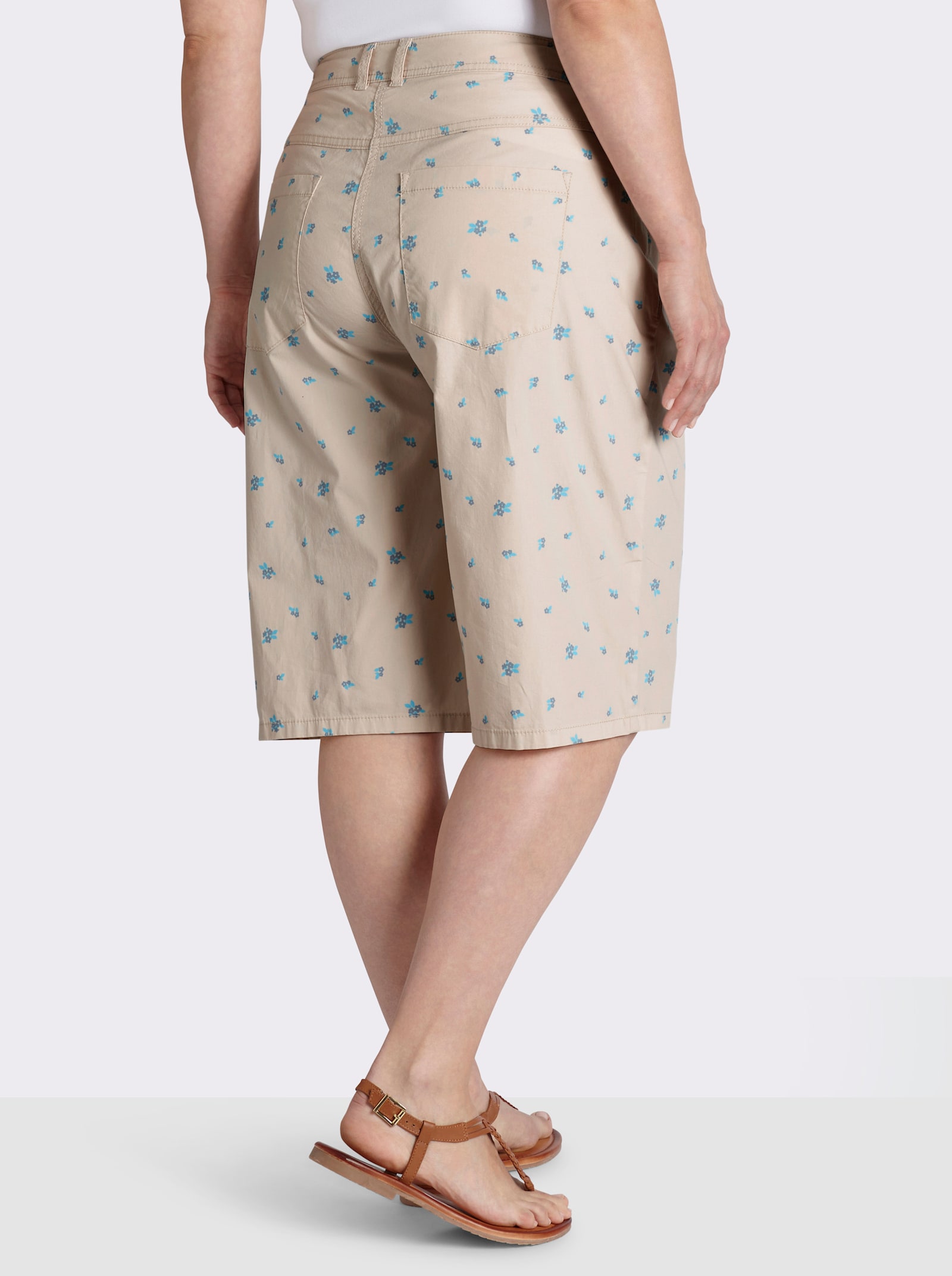 sheego Bermudas mit Minimalprint - elfenbein-bleu-bedruckt
