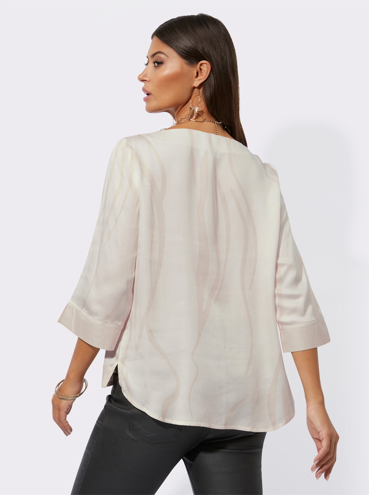 Comfortabele blouse - zand/champagne bedrukt