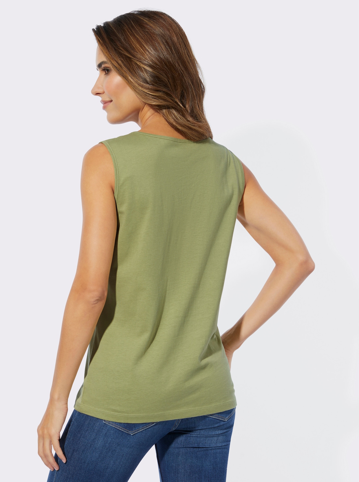 Shirttop - rietgroen/roze