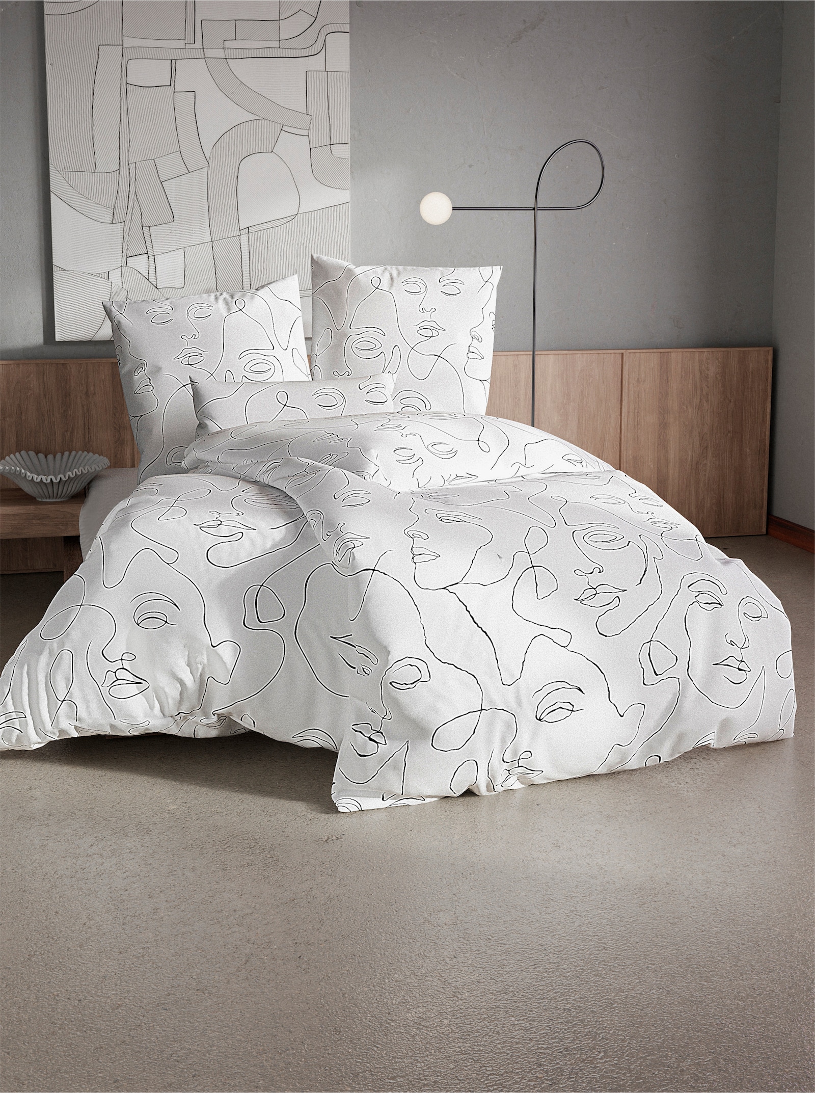 wäschepur Bettwäsche - weiss-schwarz