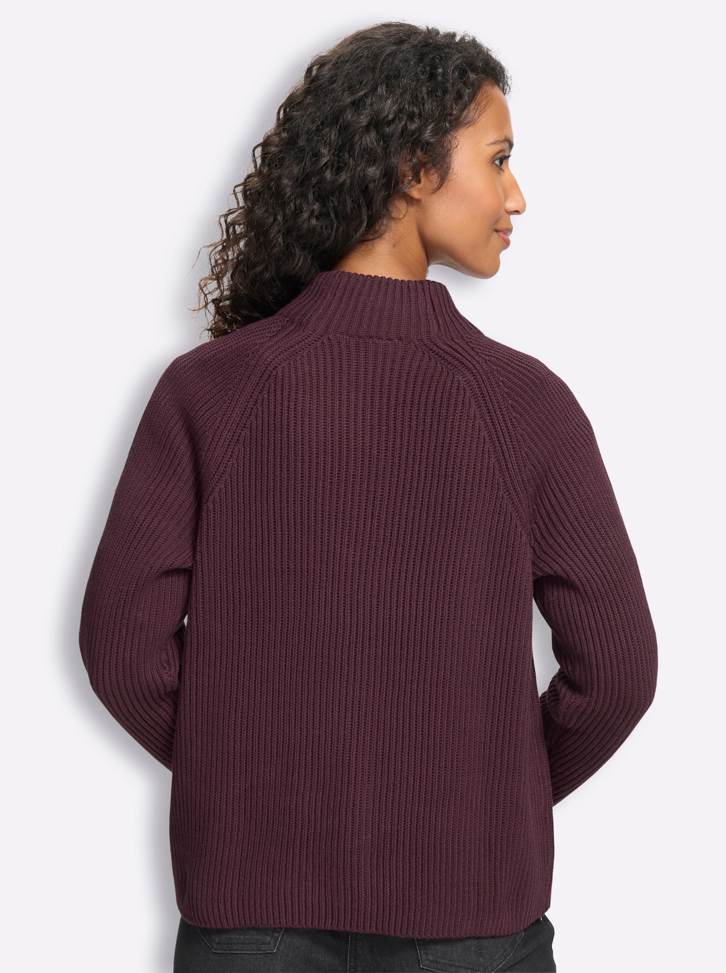 Heine Damen Dunkelrot Strickjacke Gr. 34, Lila (Burgund), 50% Baumwolle, 50% Polyacryl, Unifarben, Strickjacken Strickjacke - Bild 3
