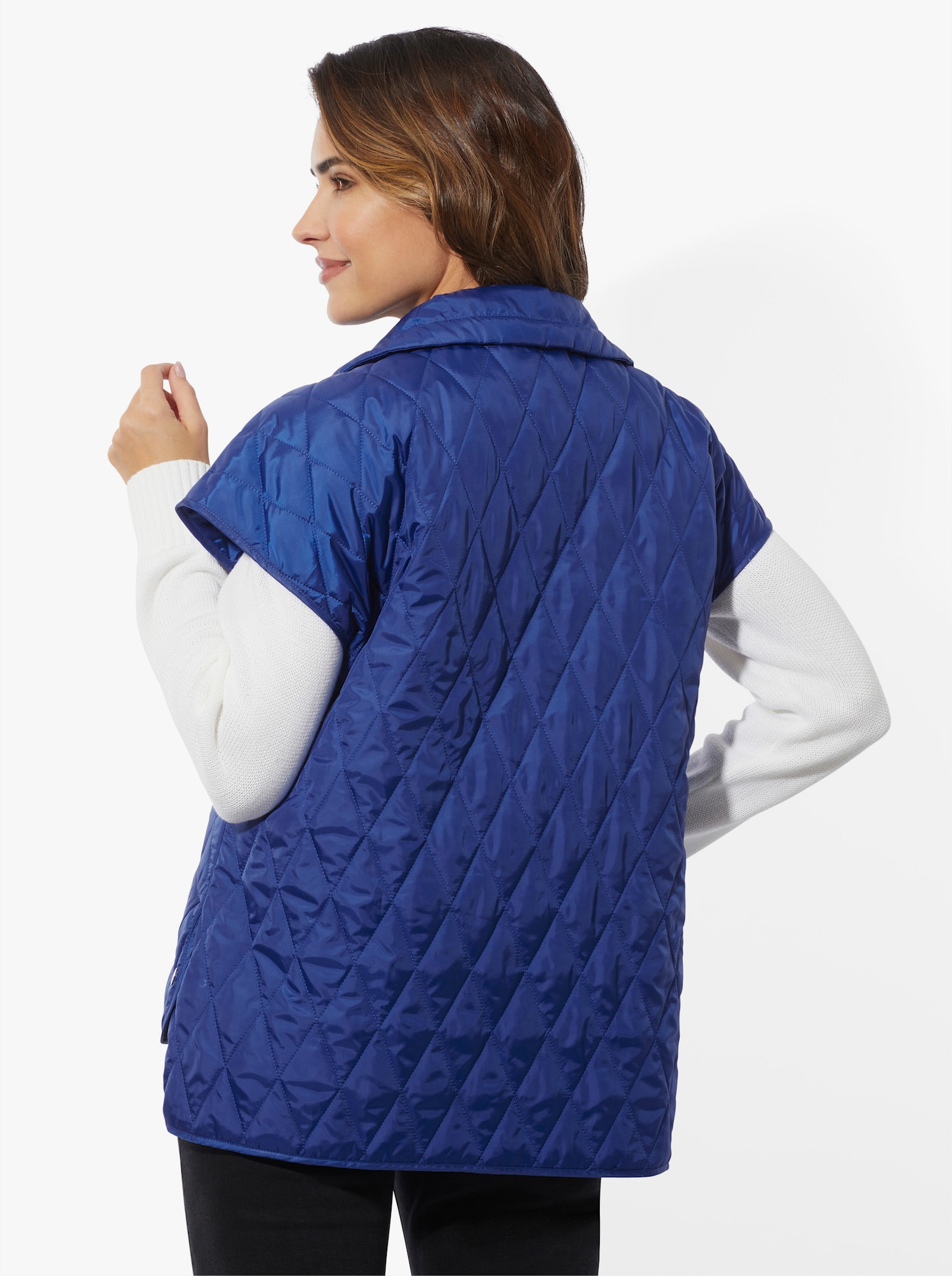 Steppweste mit Glitzersteinchen - royalblau