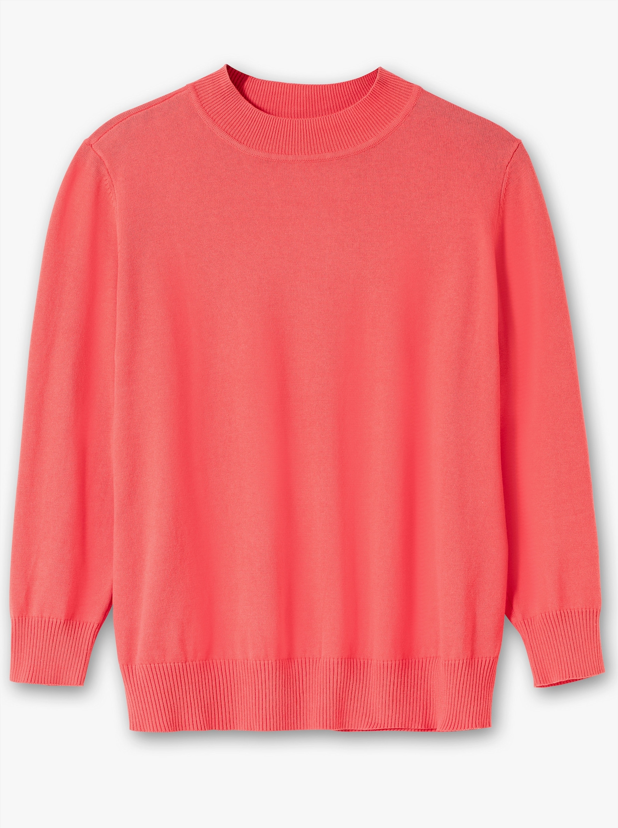 Strickpullover mit geripptem Stehkragen - hummer