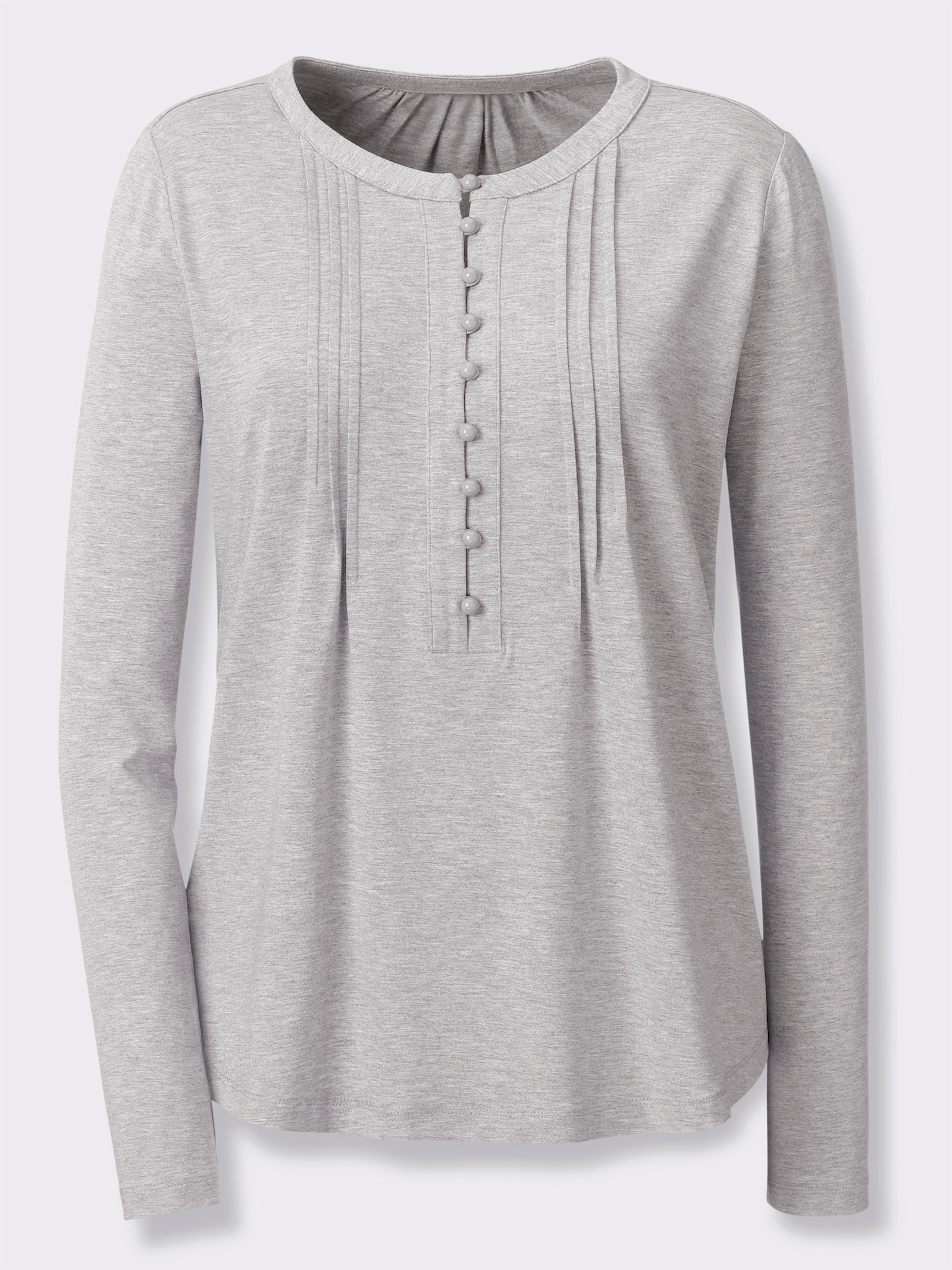 heine Langarmshirt mit Biesen - steingrau-meliert