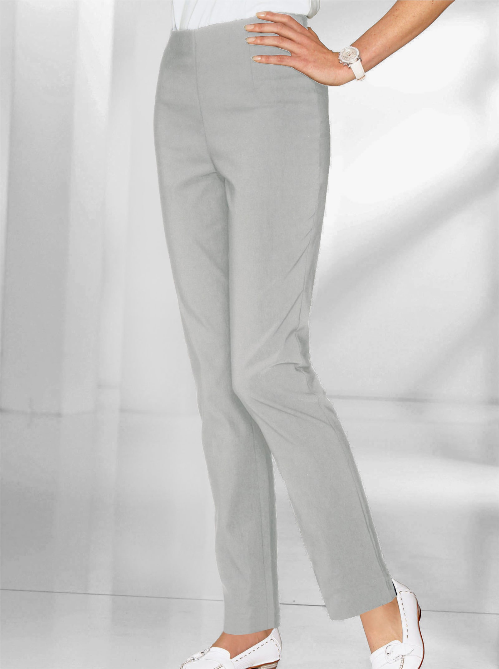 Stretchbroek met comfortband aan de binnenzijde - grijs