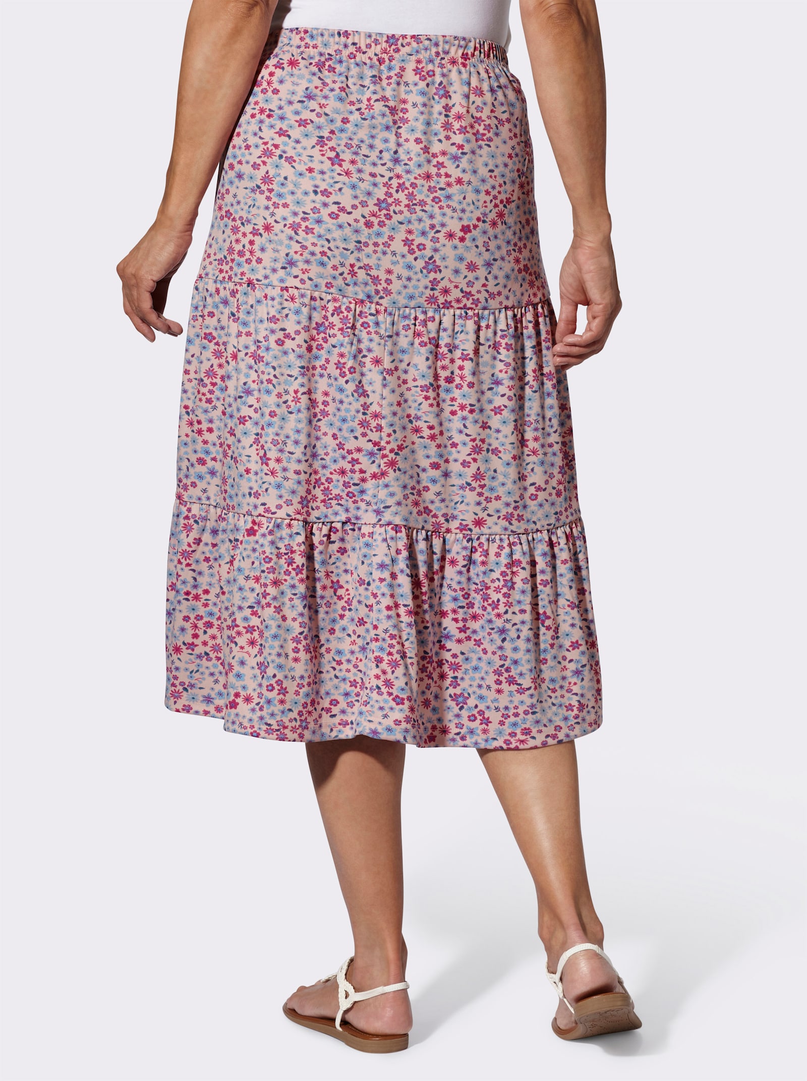 Jerseyrock im Stufenschnitt, geblümt - puder-erika-bedruckt