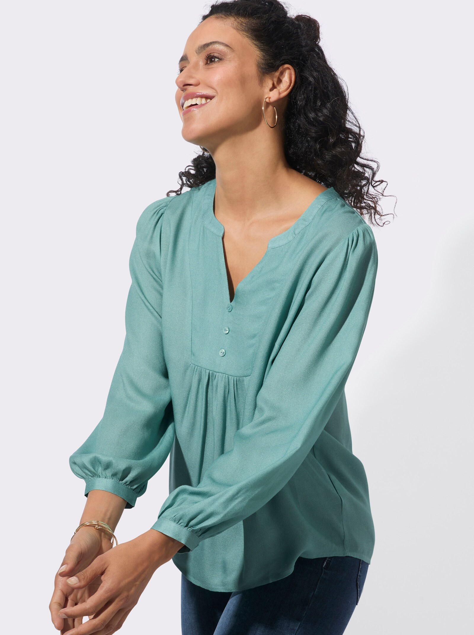  Longbluse in Crêpe-Qualität - salbei