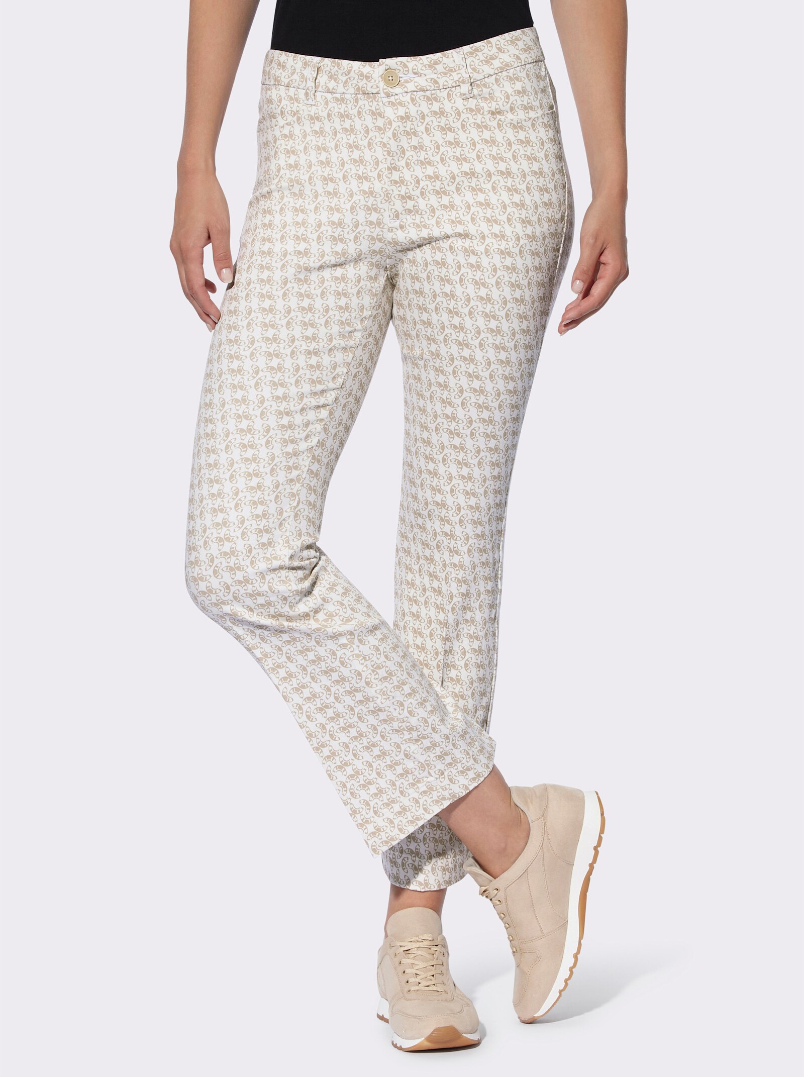 heine Druckhose in softer Stretch-Qualität - beige-ecru-bedruckt