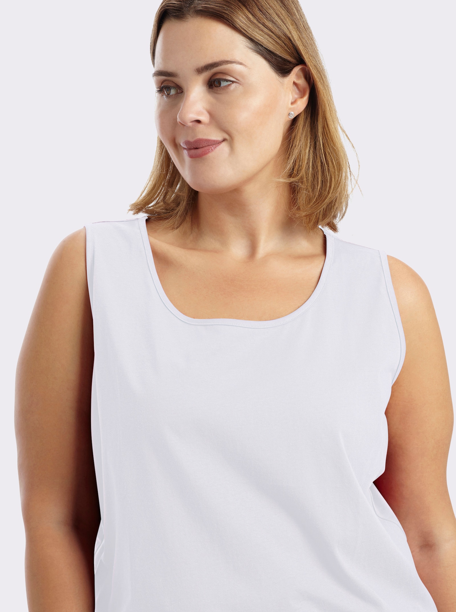 sheego Tanktop im Doppelpack - schwarz-weiß