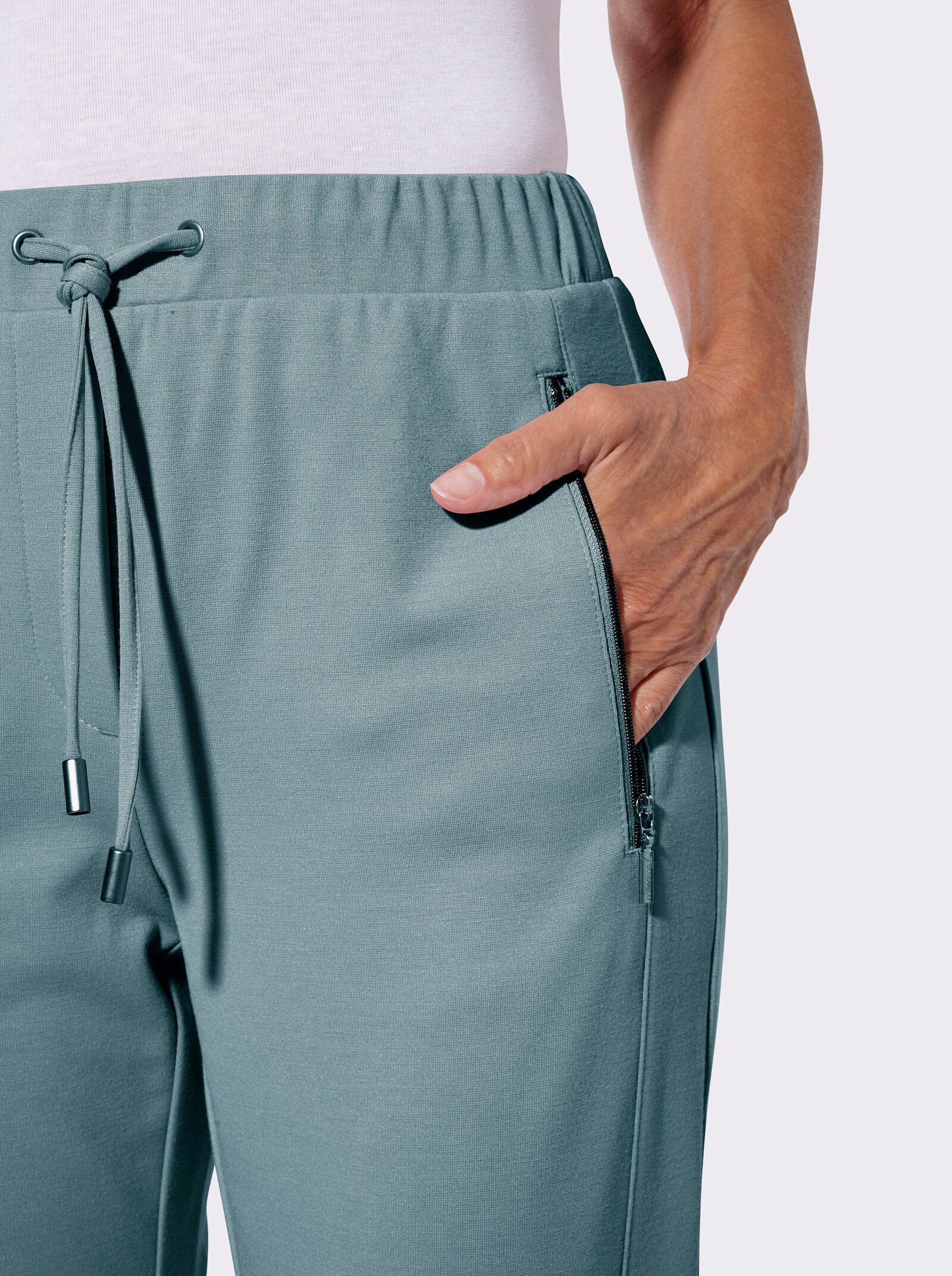 Jerseyhose mit Reißverschluss-Taschen - jade