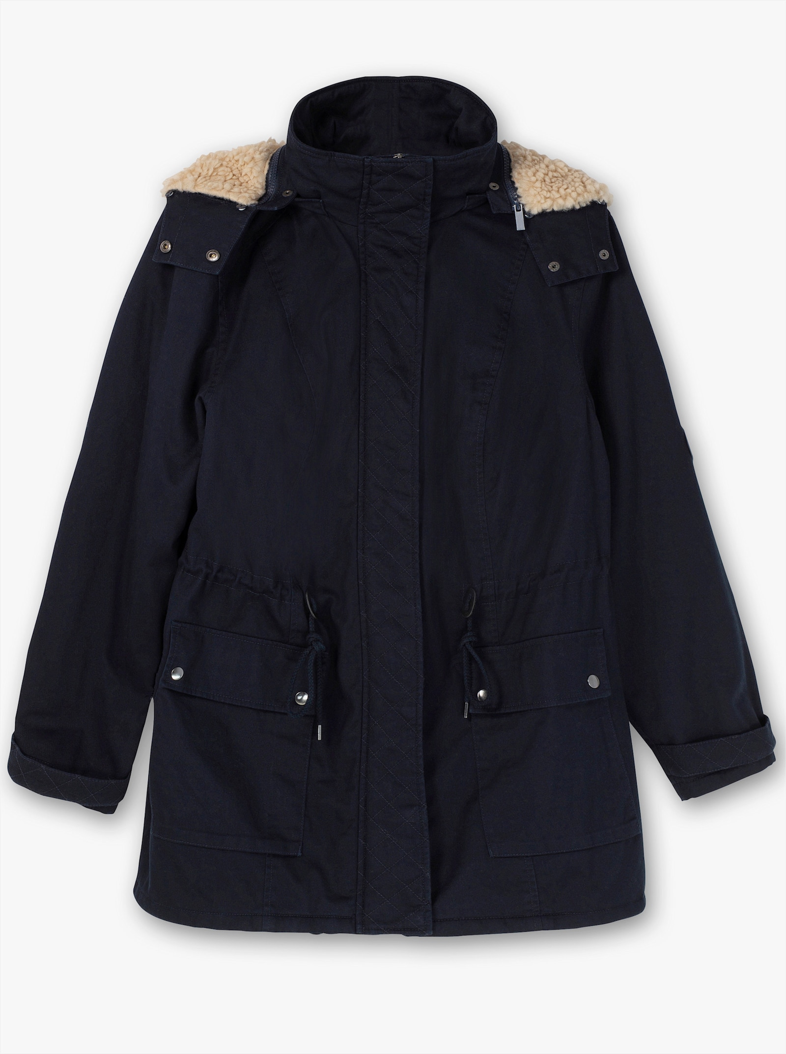 sheego Parka mit Taillen-Gummizug, warm wattiert - nachtblau