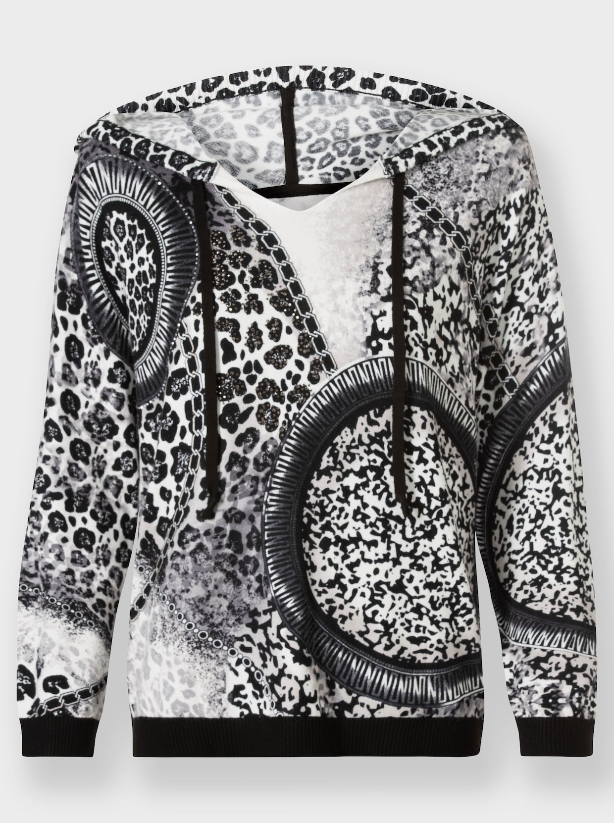 heine Pullover met print - ecru/zwart geprint