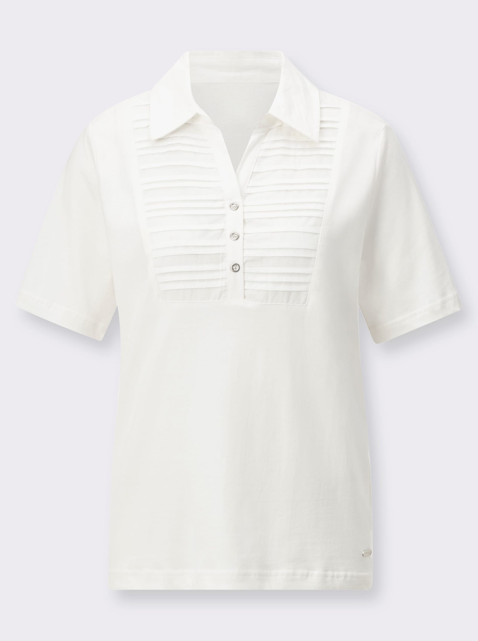 Poloshirt met sierbiezen - ecru