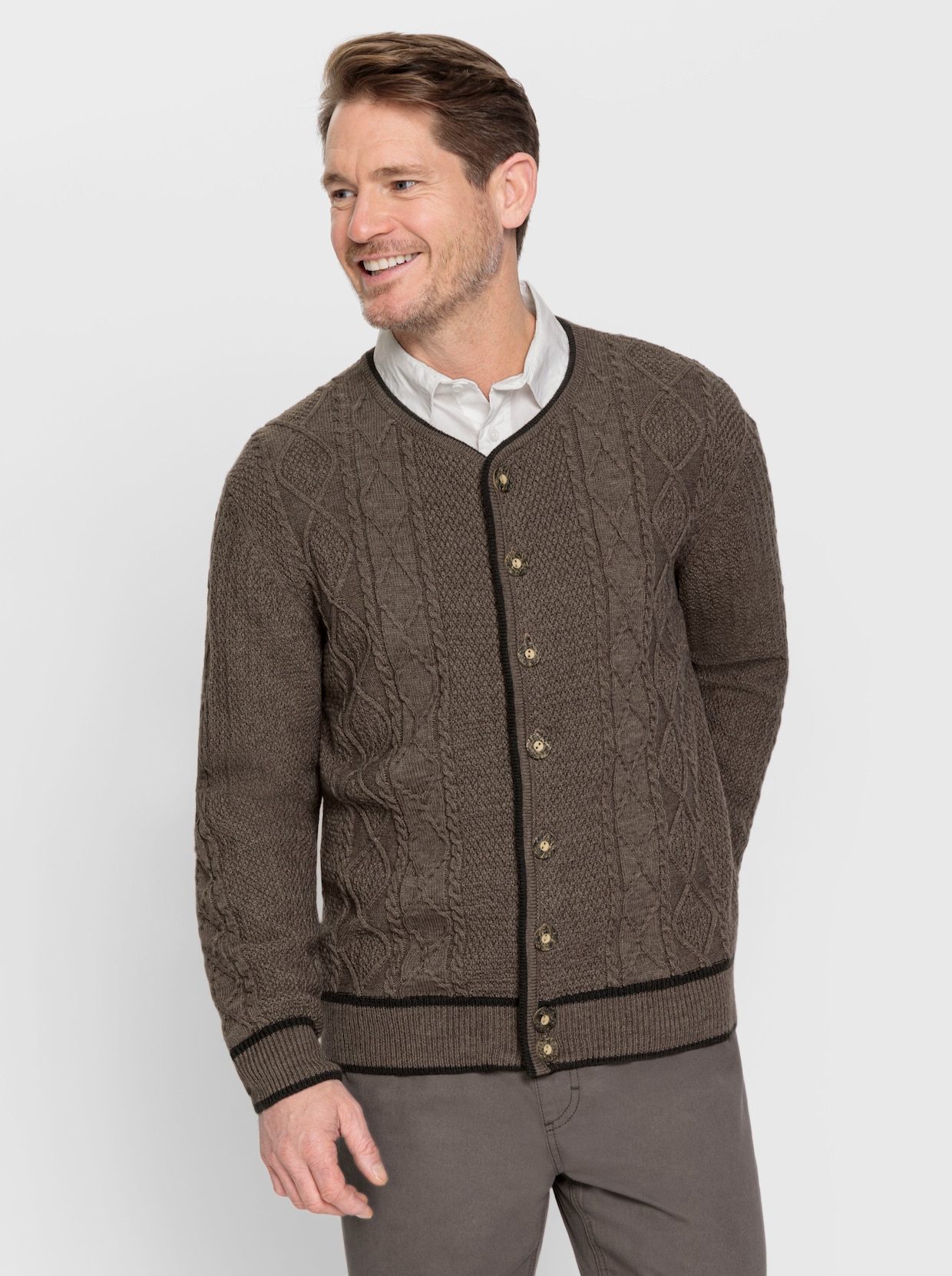 Marco Donati Strickjacke - dunkeltaupe-meliert