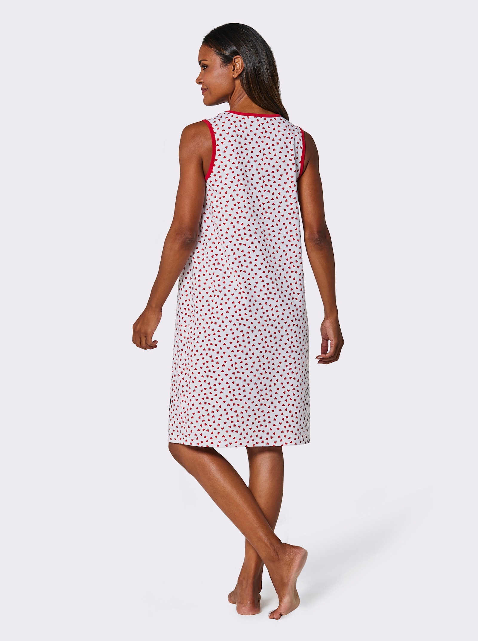 wäschepur Slaapshirts Met print rondom en contrastpaspel - wit/zwart bedrukt + wit/rood bedrukt