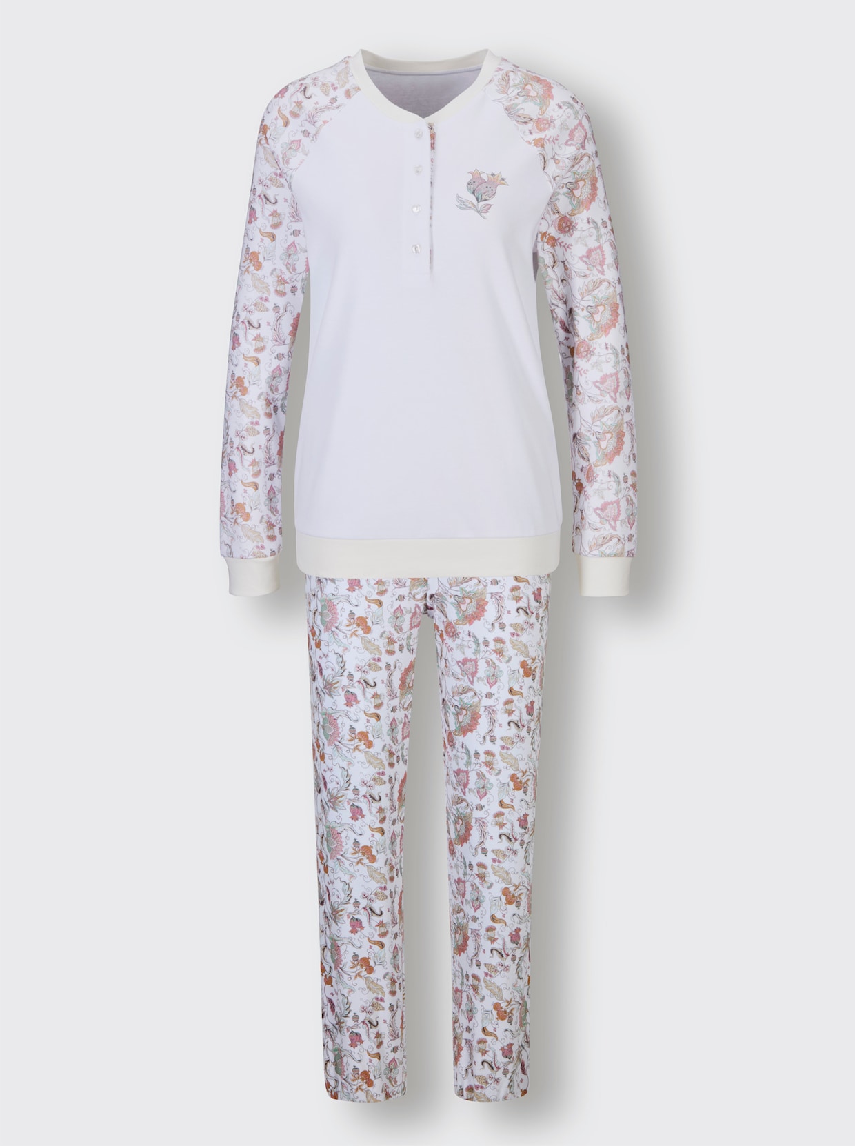 wäschepur Pyjama - wit/lichtgrijs bedrukt