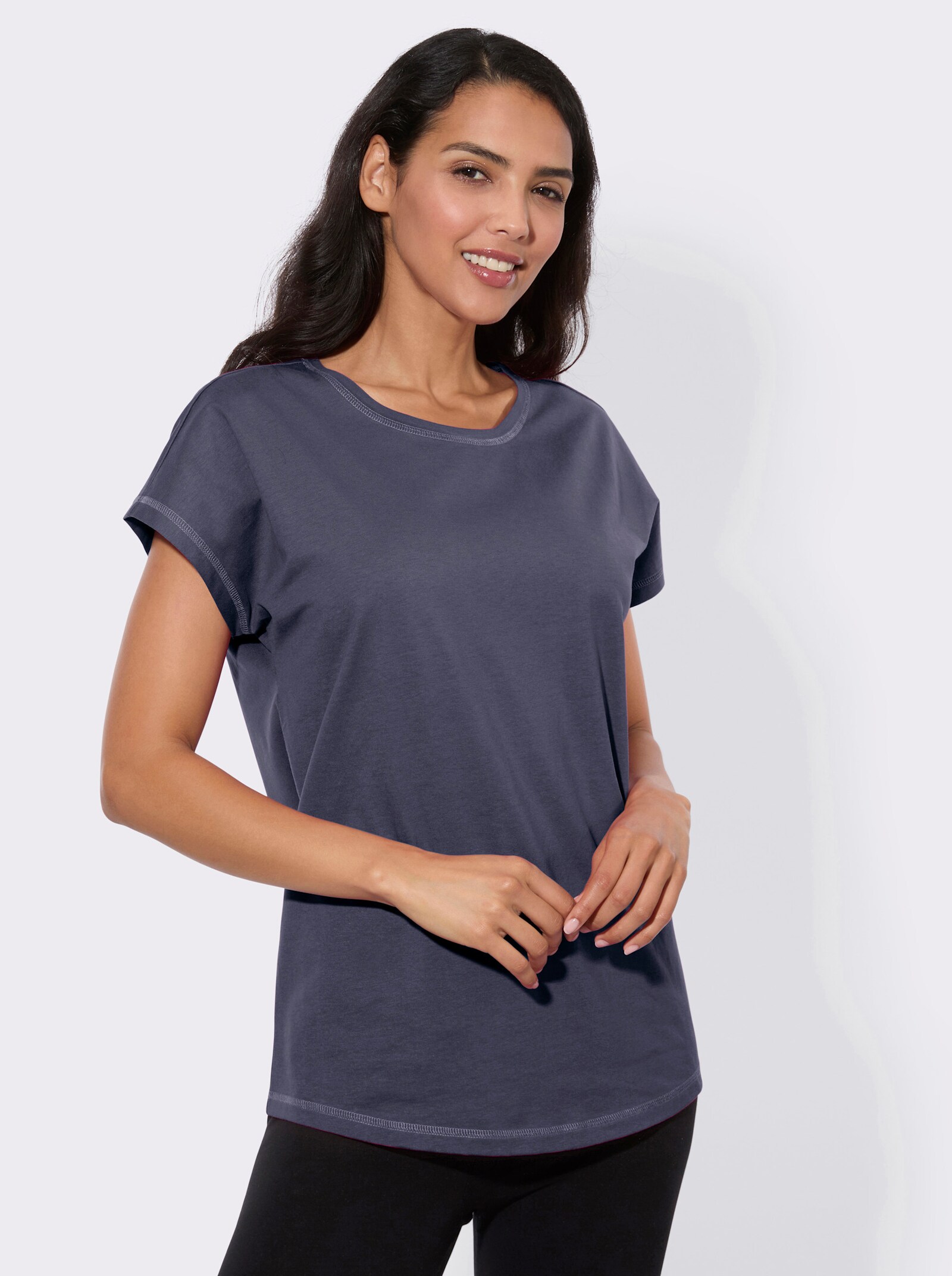 Longshirt aus reiner Baumwolle - marine