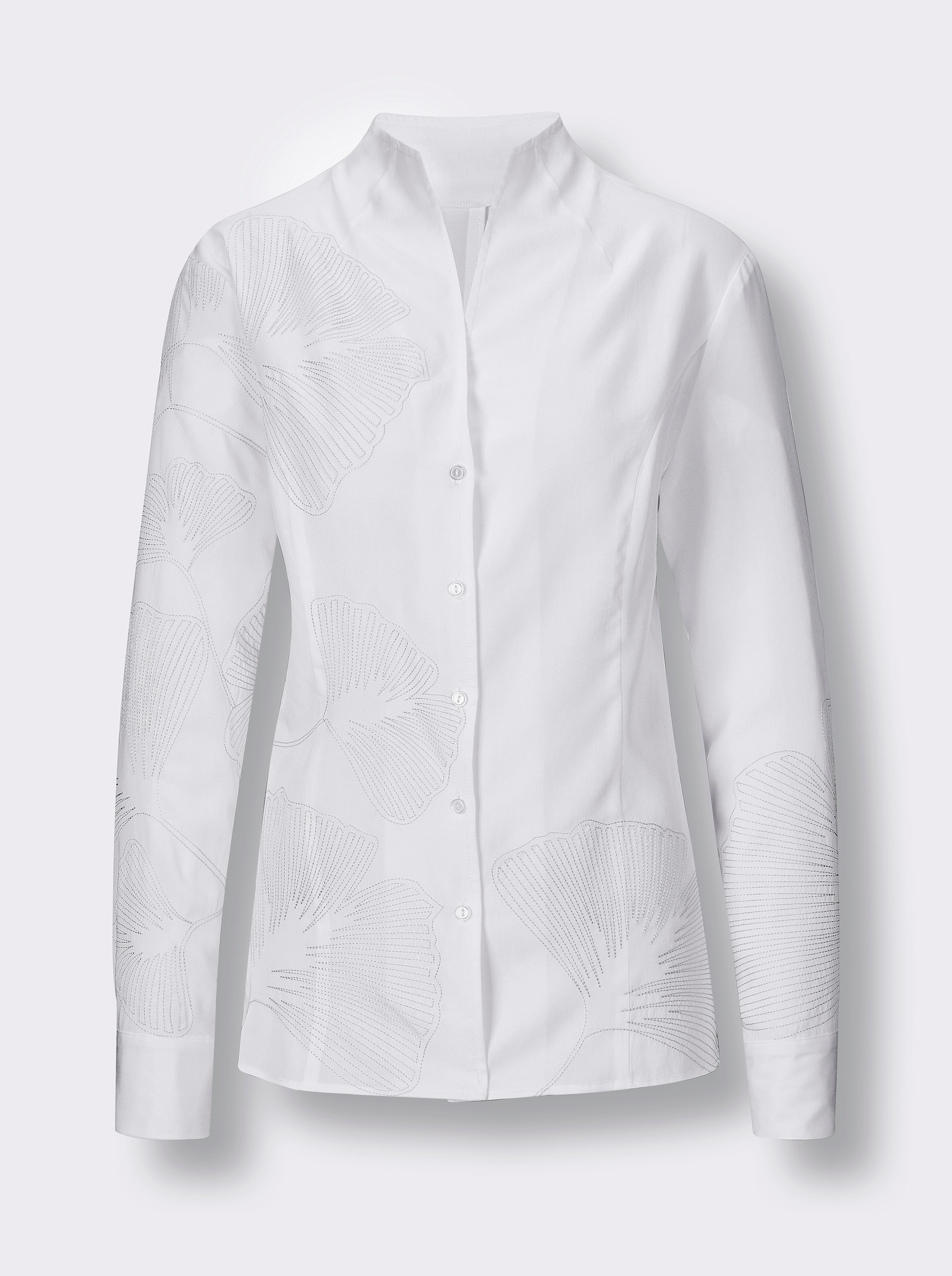 CREATION L PREMIUM Langarm-Bluse mit hochwertiger Stickerei - ecru