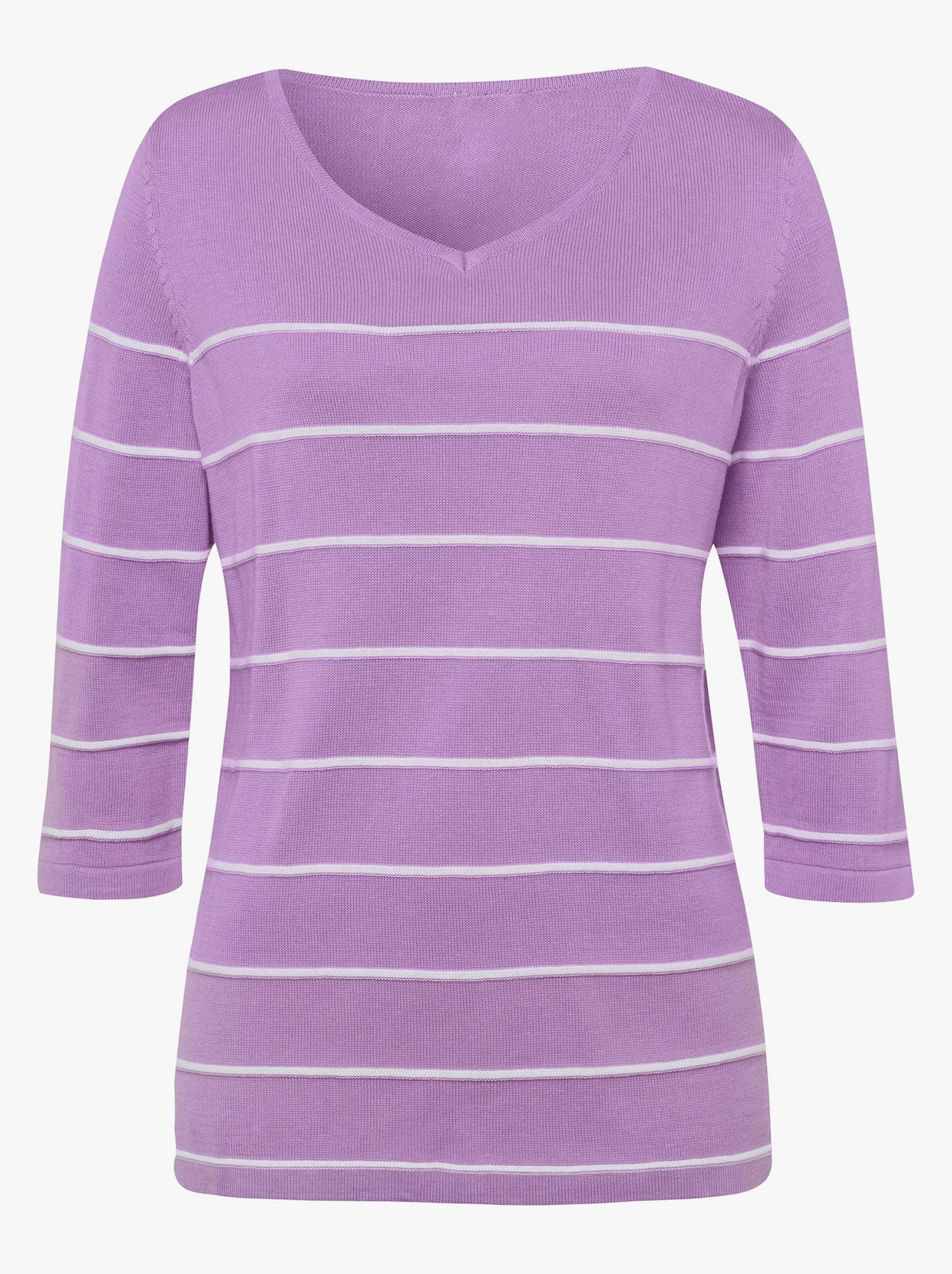 V-Ausschnitt-Pullover - lavendel-geringelt