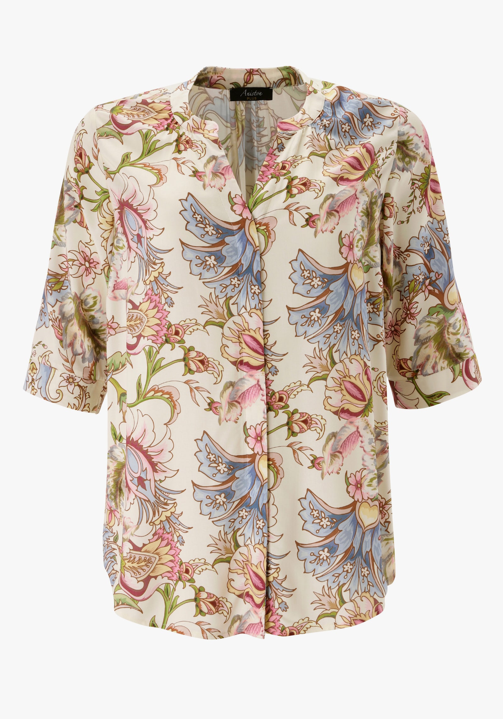 Aniston PLUS Longbluse - hellgelb-blau-rose-bordeaux-gelb